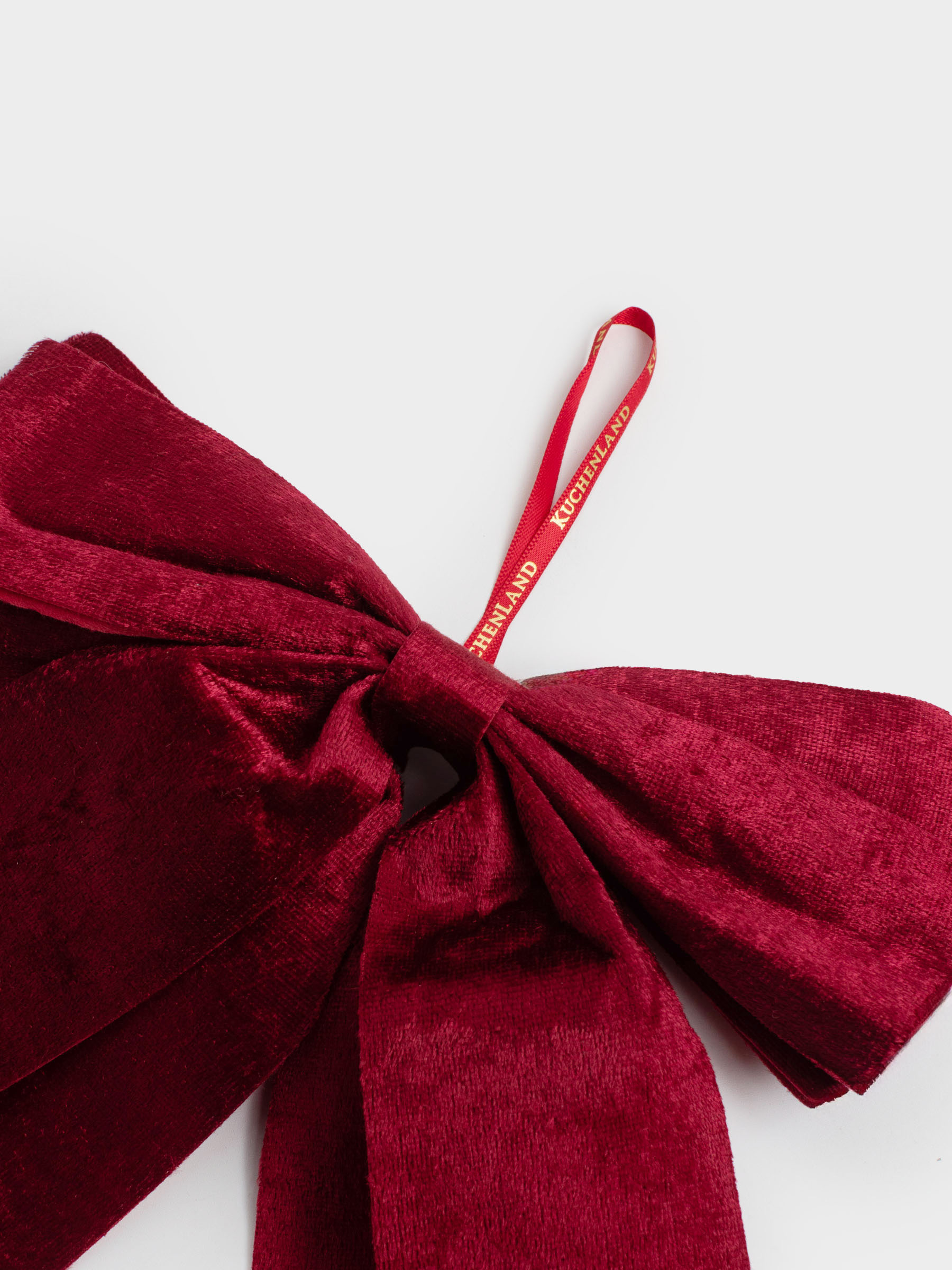 Decorative ornament, 27 cm, polyester, red, Bow, Bow velvet, image-1