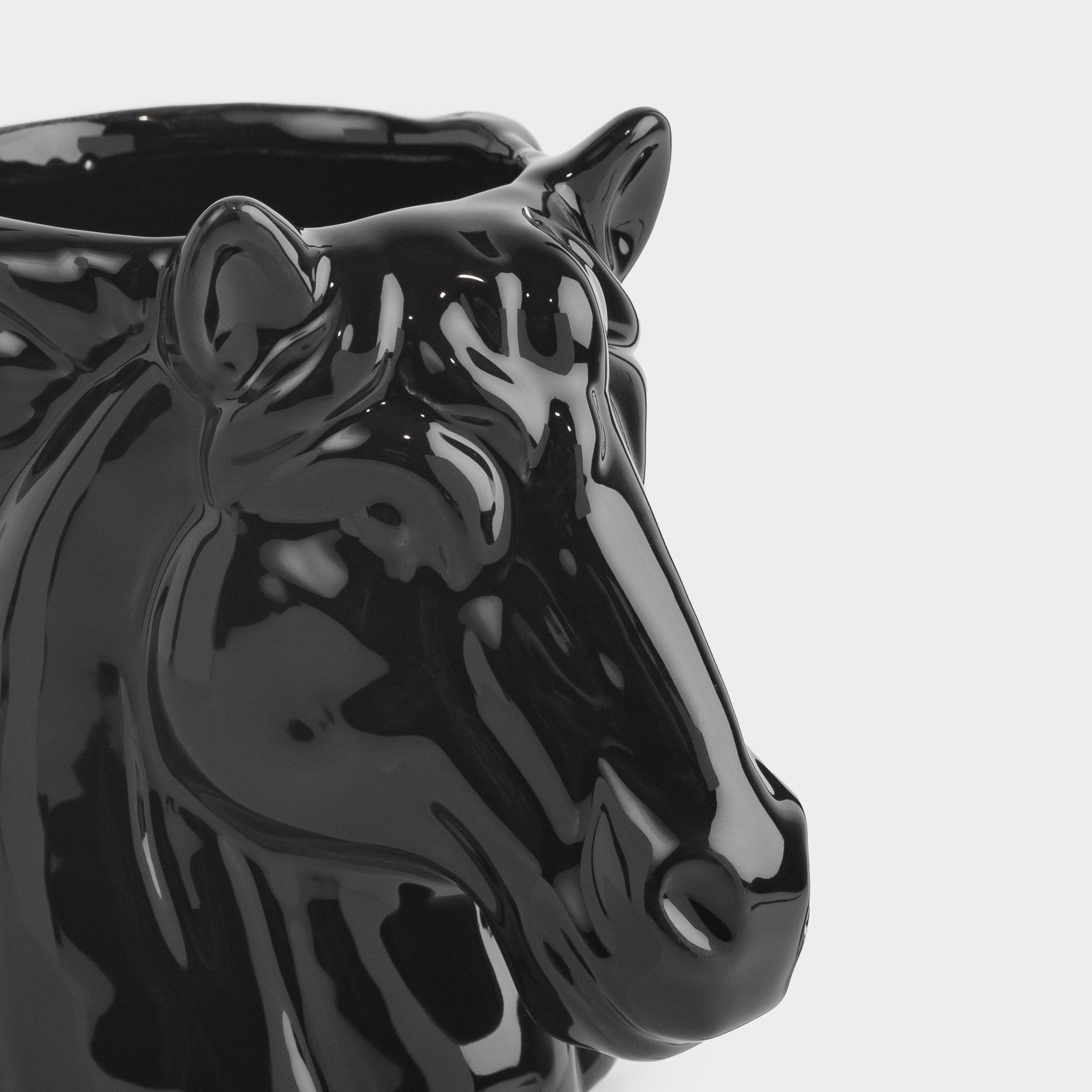 Mug, 500 ml, ceramic, black, Horse head, Horse, image-5