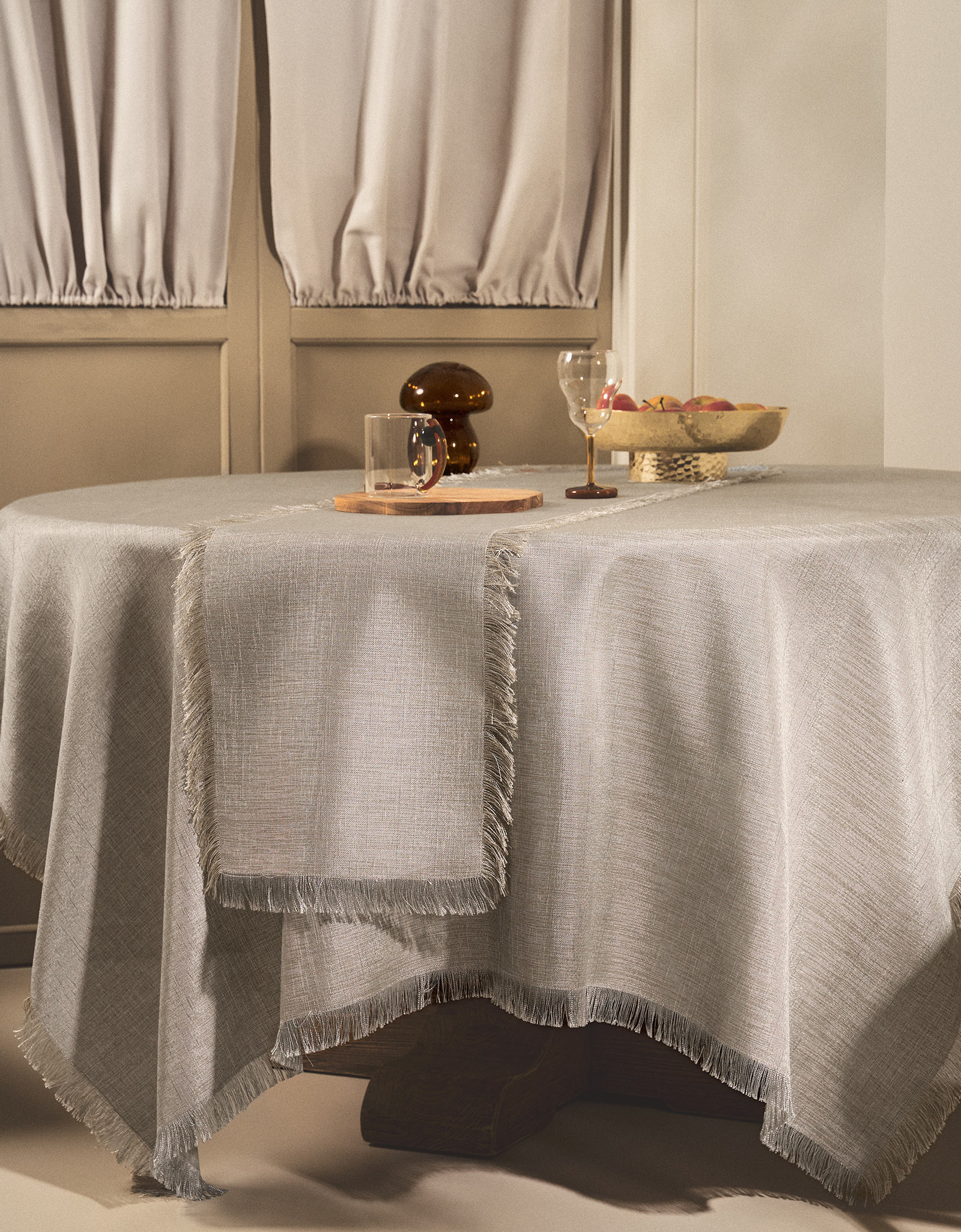 Table runner, 40x160 cm, fringed, polyester, grey melange, Beverin, image-9