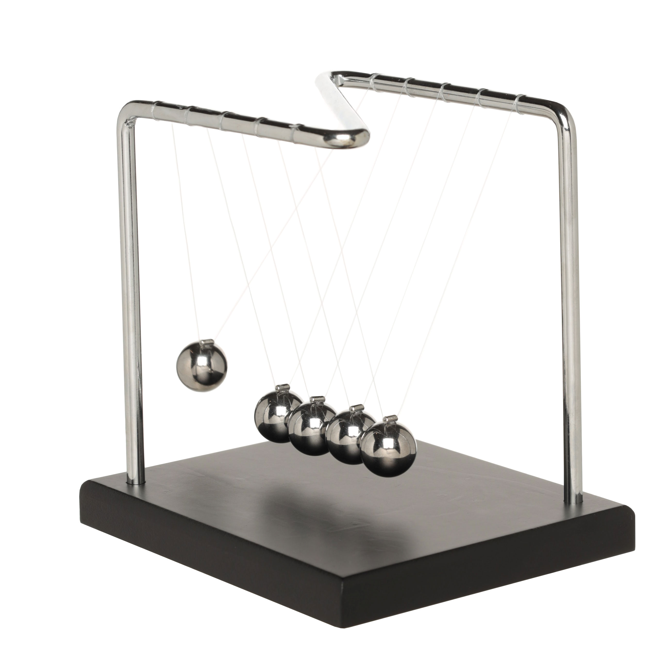 Anti-stress pendulum, 12x14 cm, wood/steel, black, Newton's Cradle, Collection, image-0