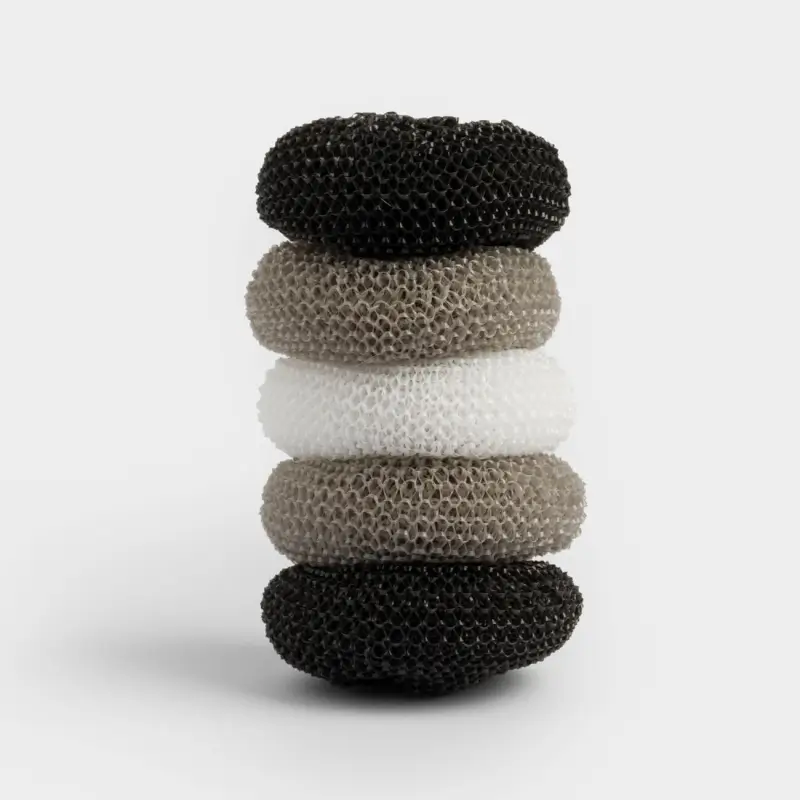 Cleaning sponge, 8 cm, 5 pcs, polypropylene, black/grey / white, Black clean