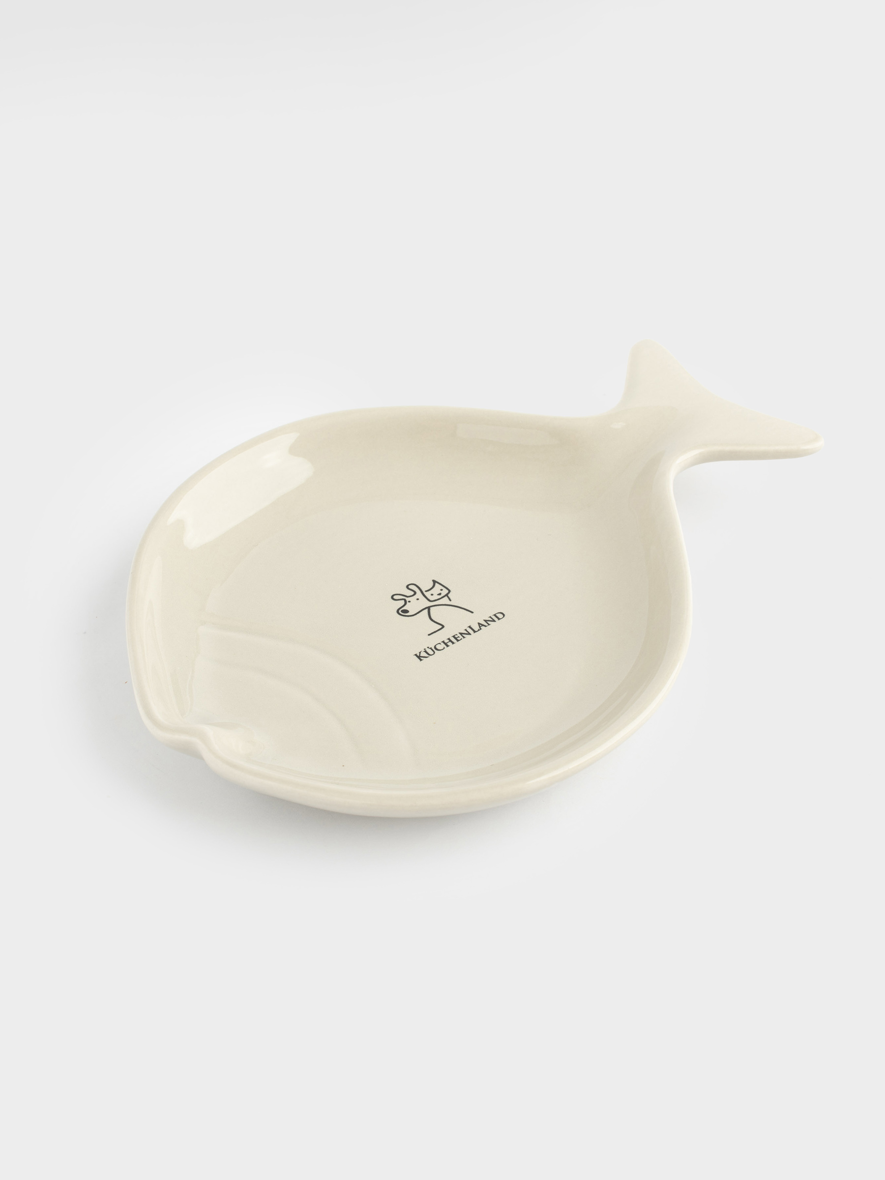 Pet bowl, 18x14 cm, 100 ml, Flat, ceramic, grey, Fish, Whiskers, image-2