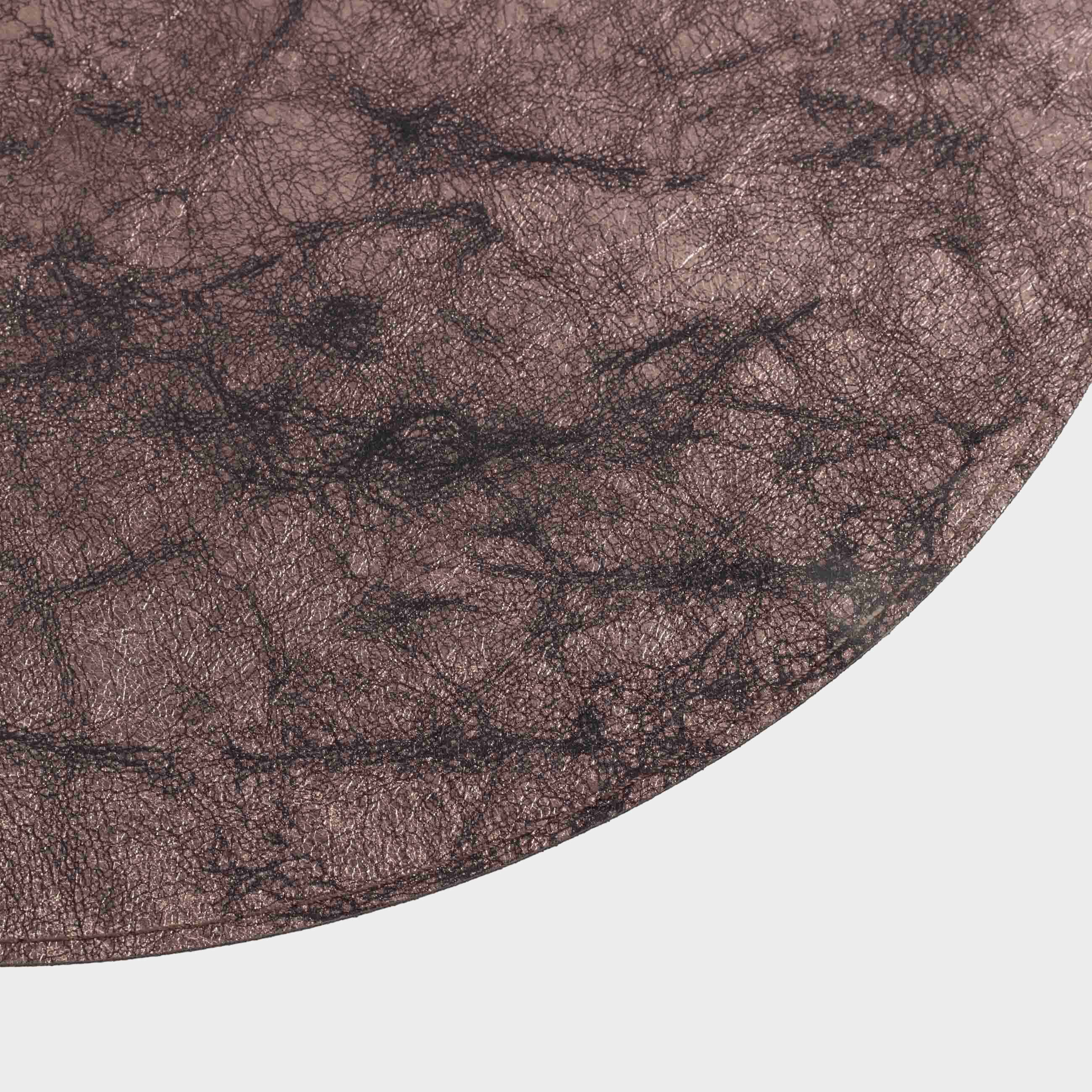 Placemat, 38 cm, double-sided, polyurethane, round, silver/brown, Rock