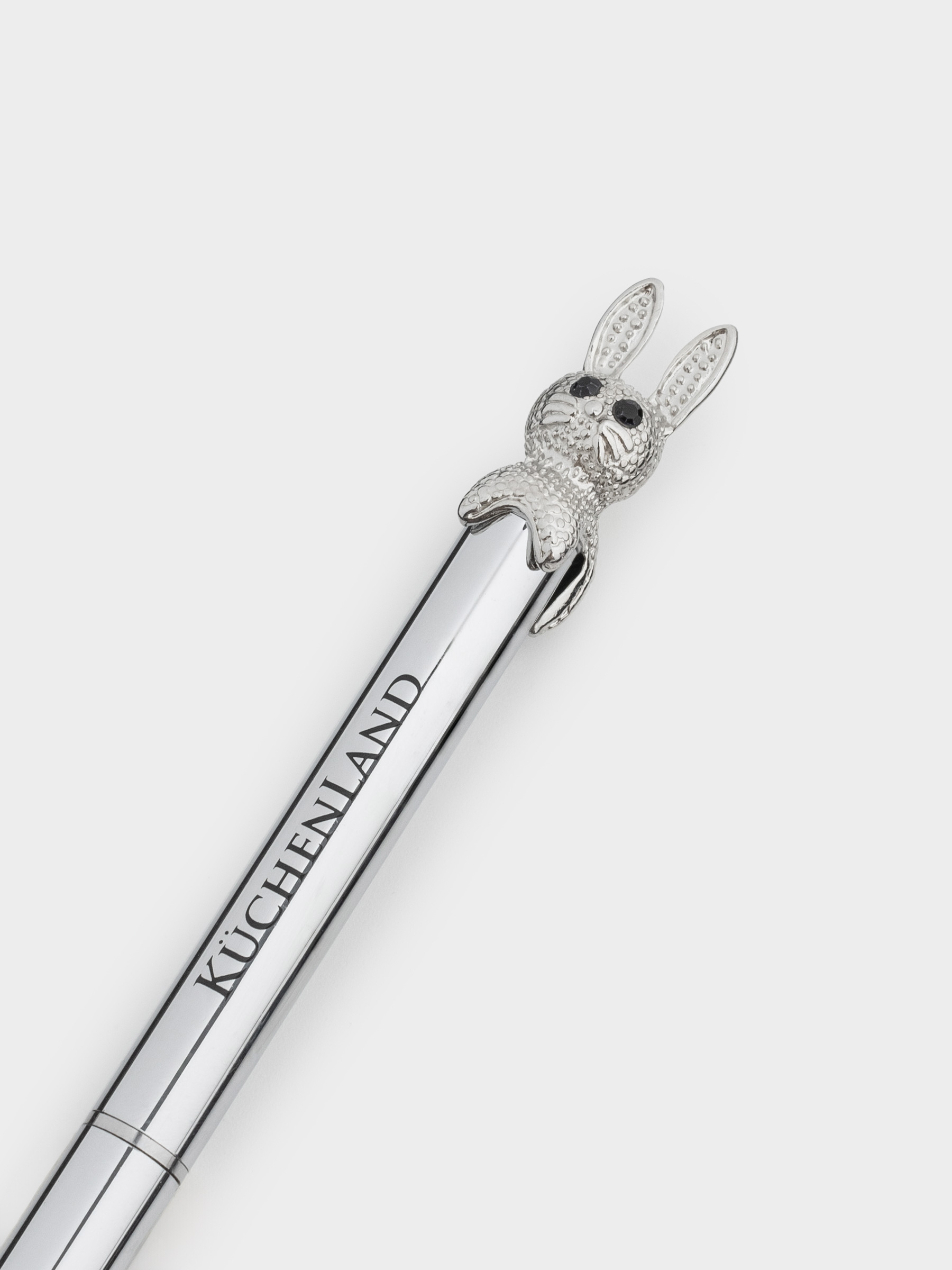 Ballpoint pen, 14 cm, with figure, silver, Hare, Draw figure, image-3