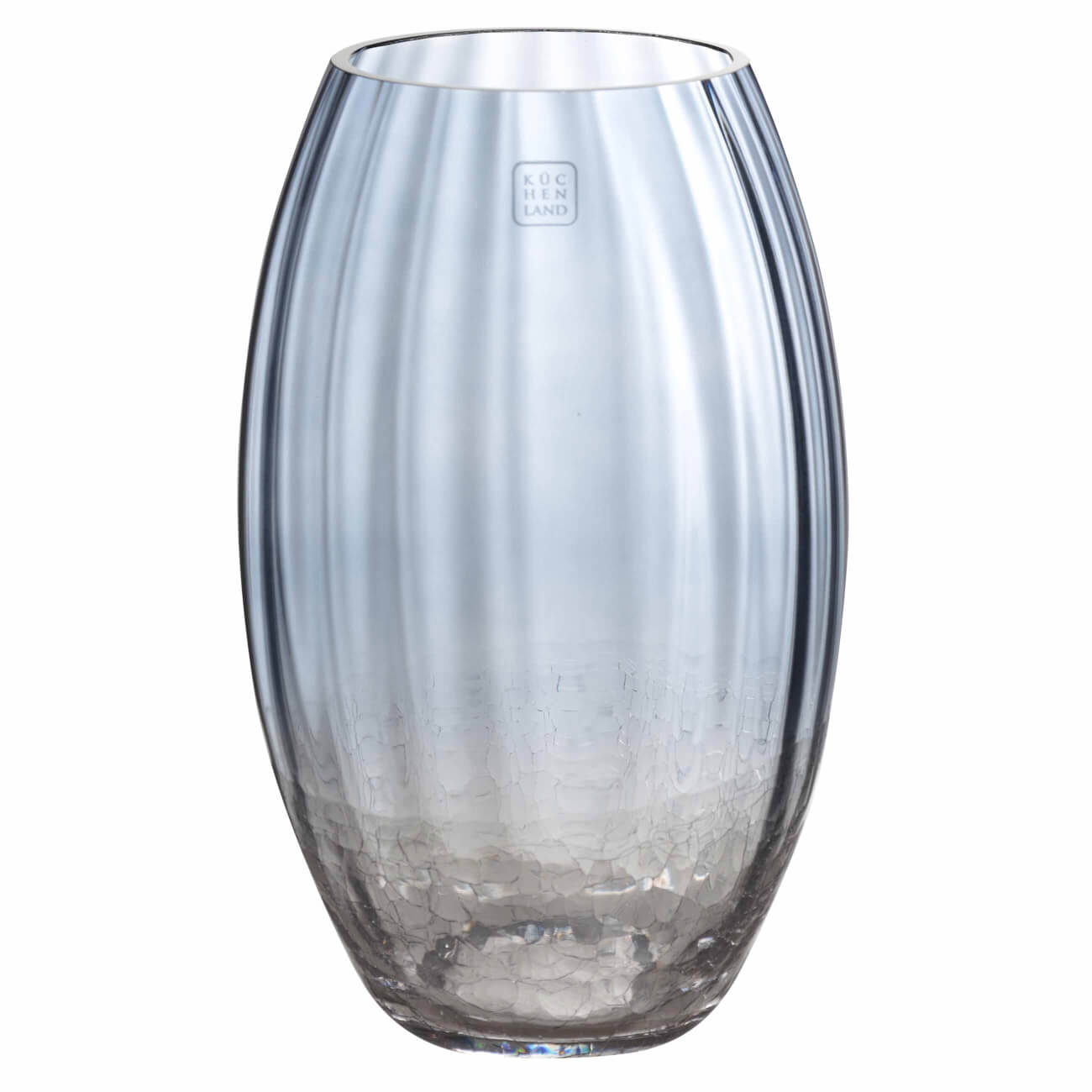 Flower vase, 24 cm, glass, blue gradient, Craquelure, Ice