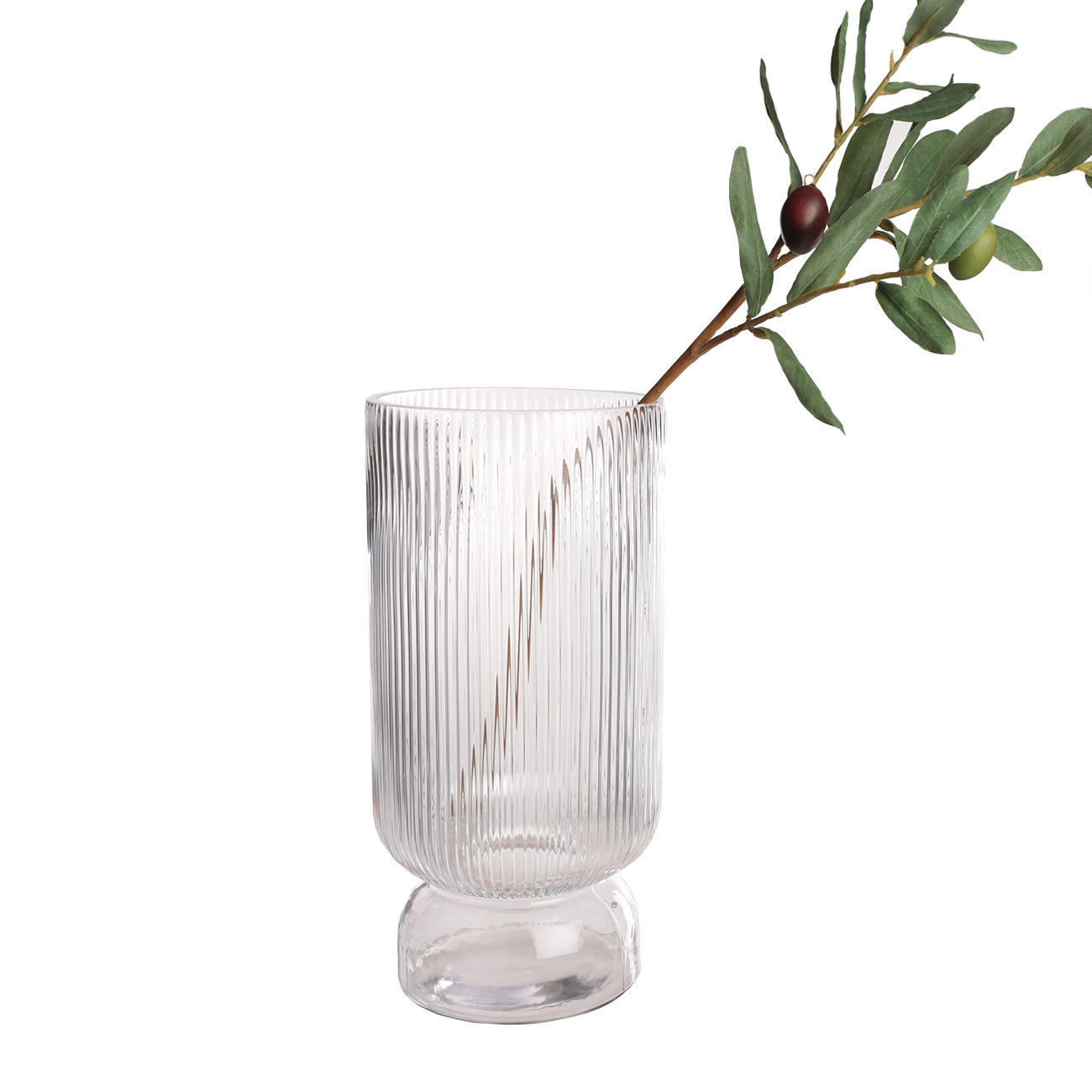 Flower vase, 30 cm, glass, Stripes, Ribby