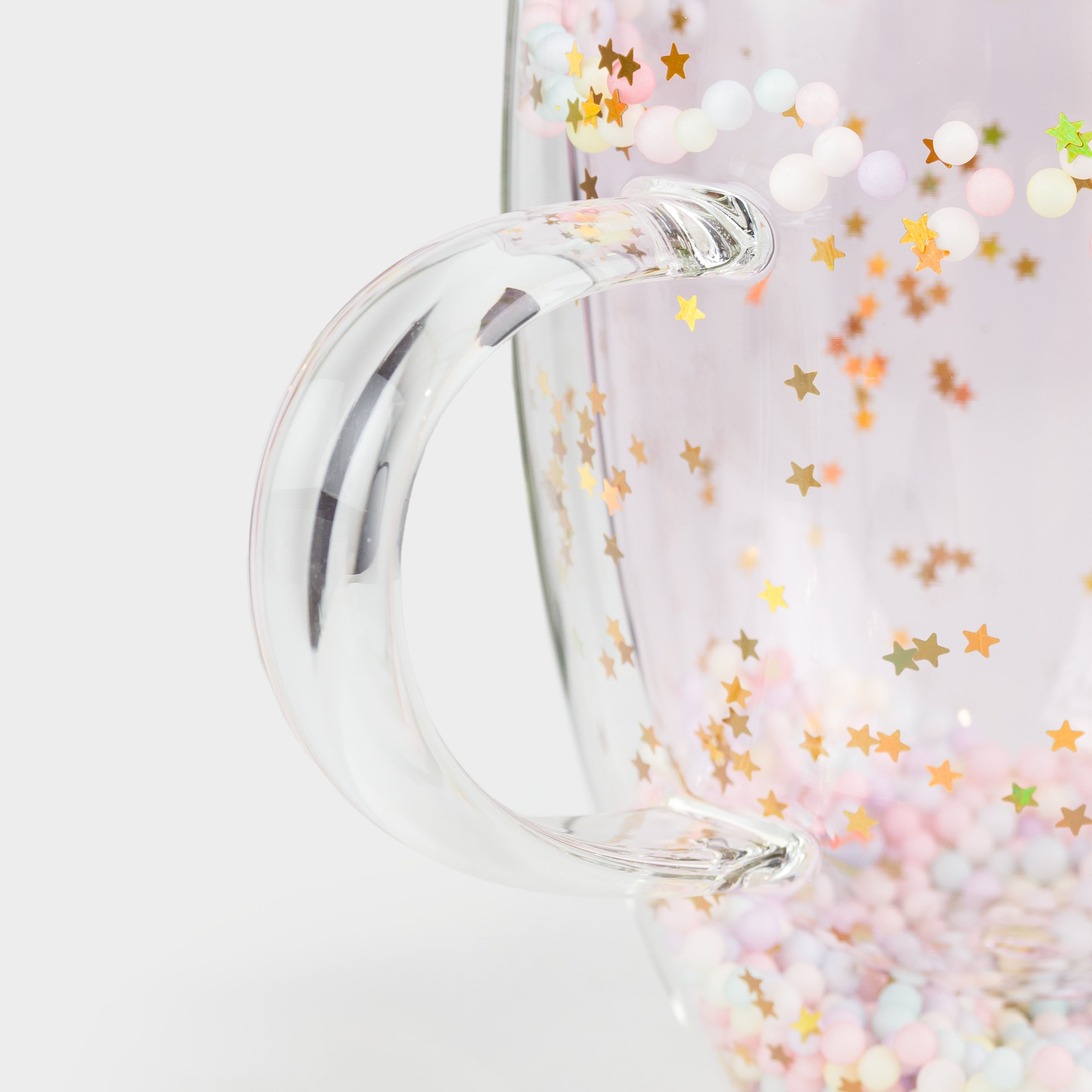 Mug, 330 ml, with balls, glass B, pink, Stars, Air sparkly, image-3