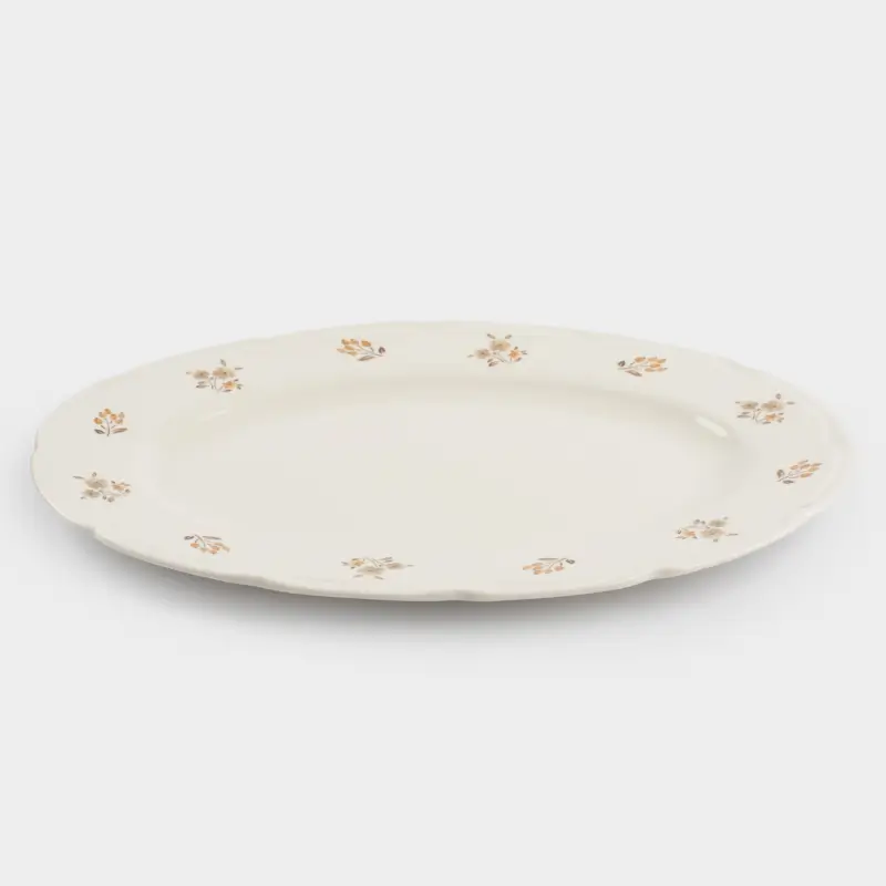 Dish, 35x25 cm, porcelain N, white, oval, Vintage flowers, La flore ,image-0