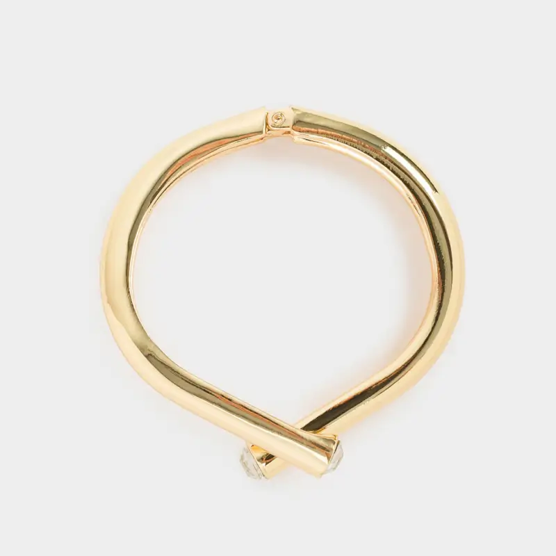 Cuff bracelet, 18 cm, metal / rhinestones, gold, Knot, Jewelry knot