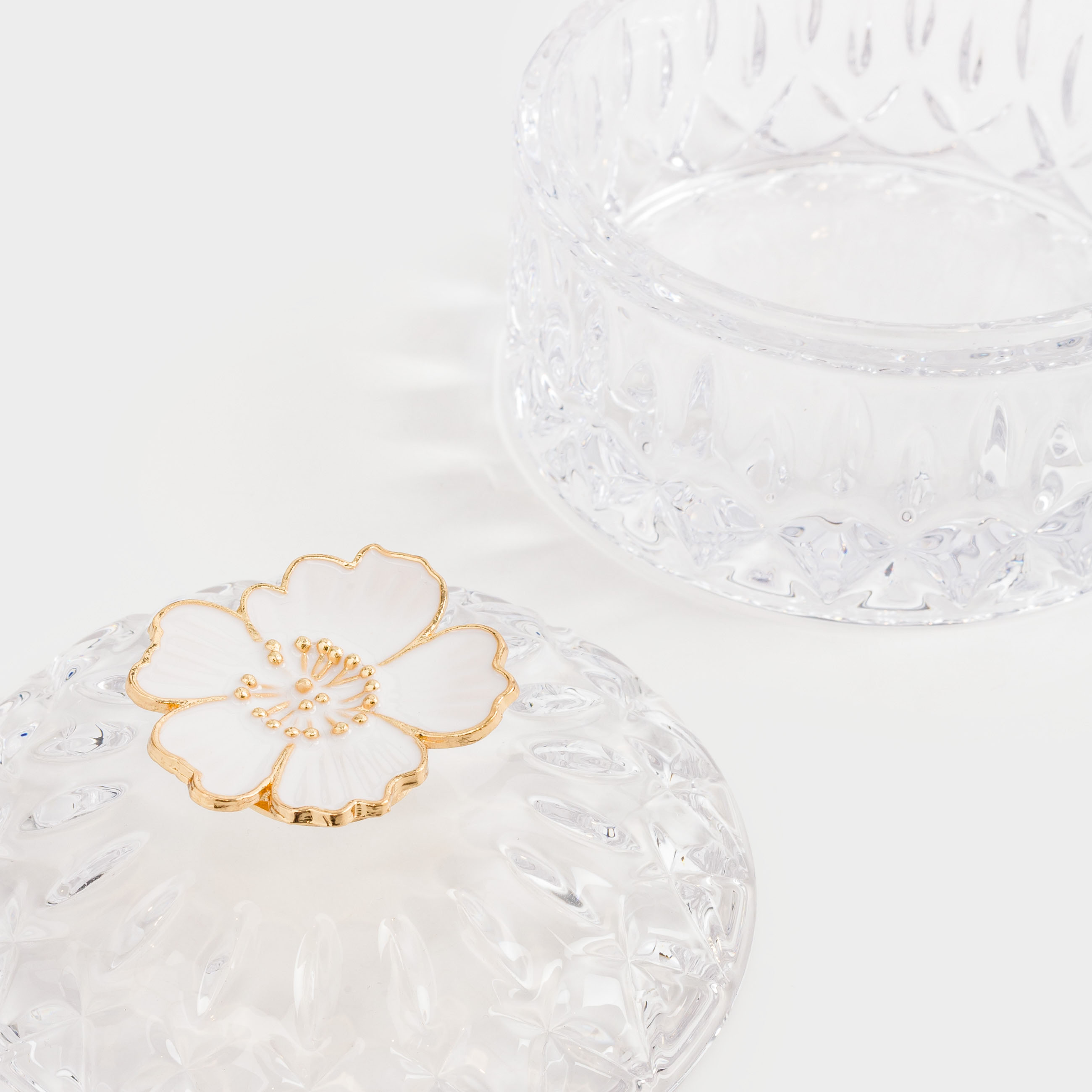 Storage container, 10x8 cm, ml, glass R / metal, Flower, Naiad