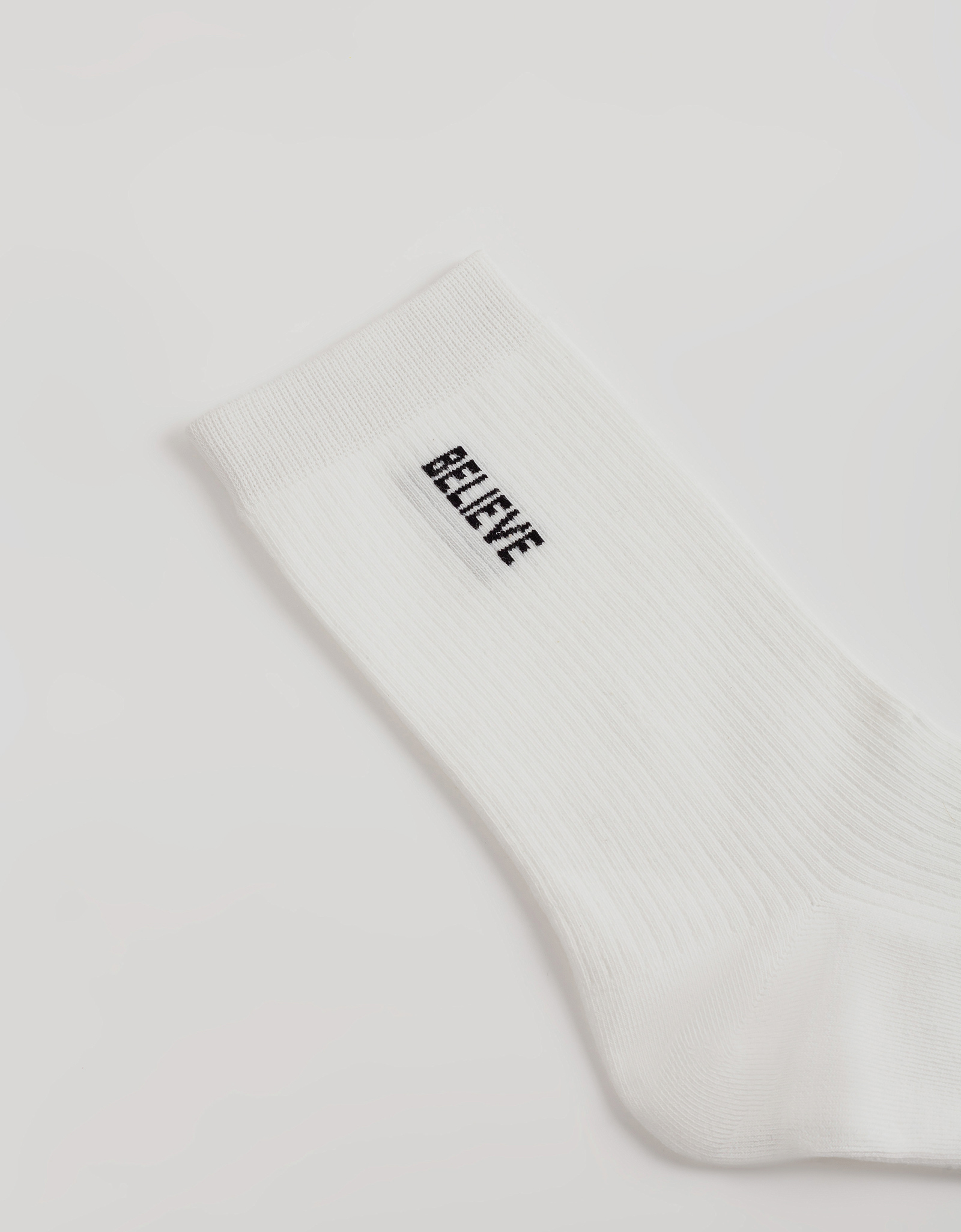 Women's socks, size 36-38, cotton / polyester, white, Believe, Rubchik font