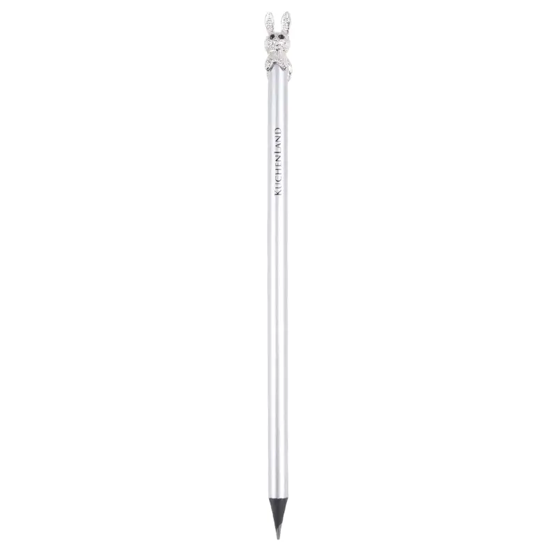 Pencil, 18 cm, black-graphite, with figure, silver, Hare, Draw ,image-0