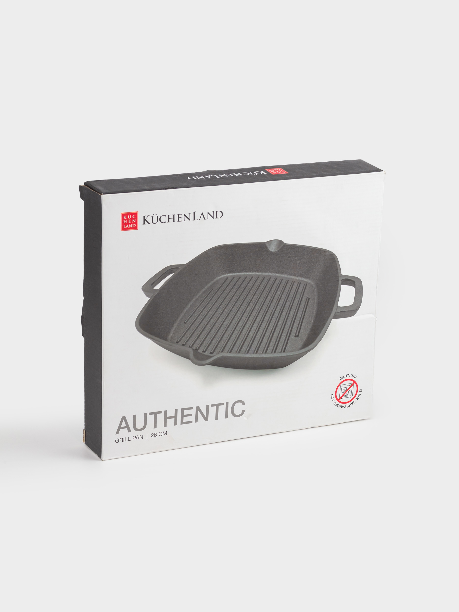 Grill pan, 26 cm, with handles, cast iron, square, black, Authentic, image-8