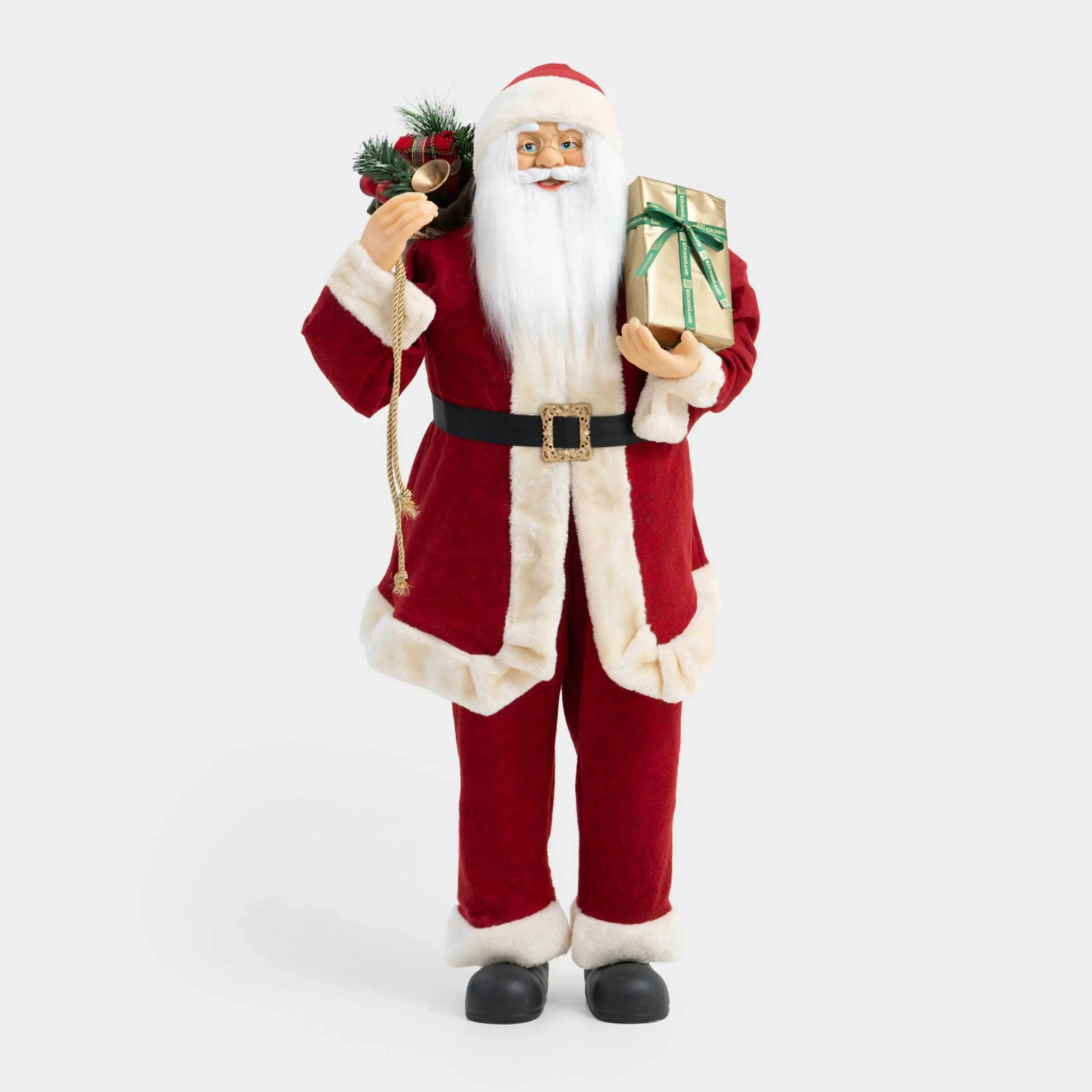 Decorative item, 1.2 m, soft, plastic / polyester, Santa with bag and gift, Magic time