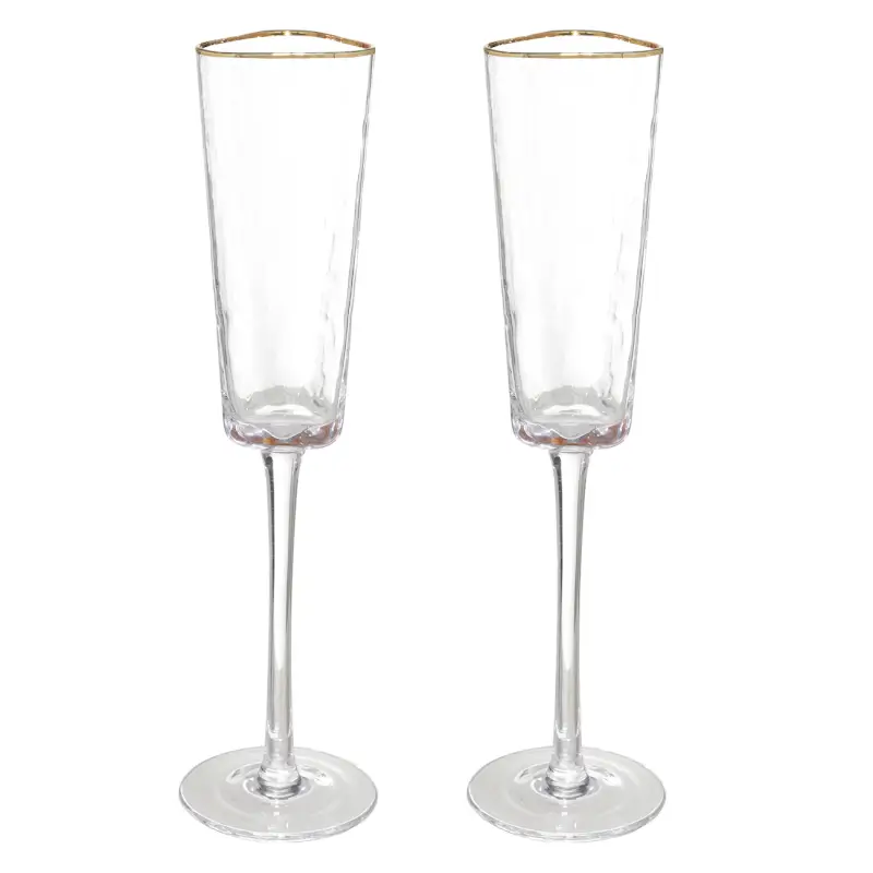 Drinking glass, 160 ml, 2 pcs, glass, with golden edging, Triangle Gold ,image-0