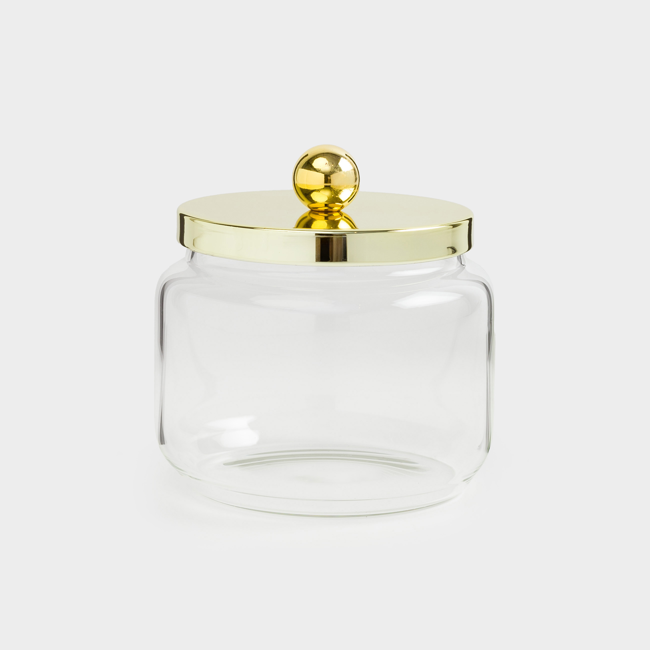 Storage container, 9x9 cm, 300 ml, glass / metal, golden, Classic gold, image-0