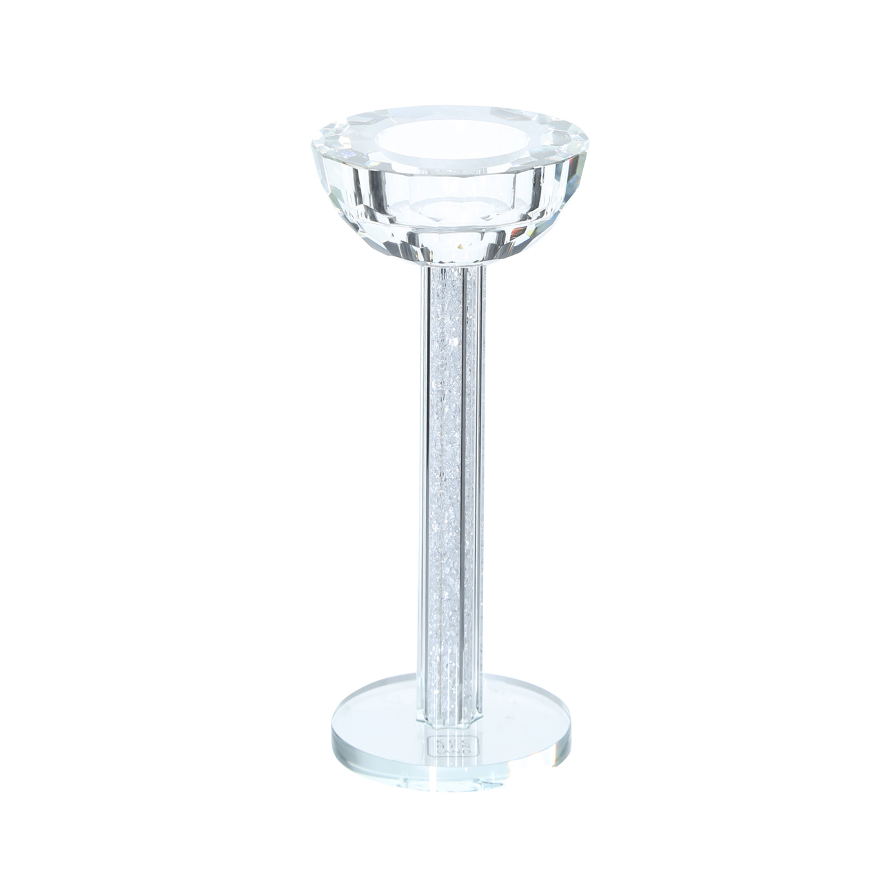 Candle holder, 18 cm, on a leg, glass / rhinestones, Crystal, Crystal, image-0