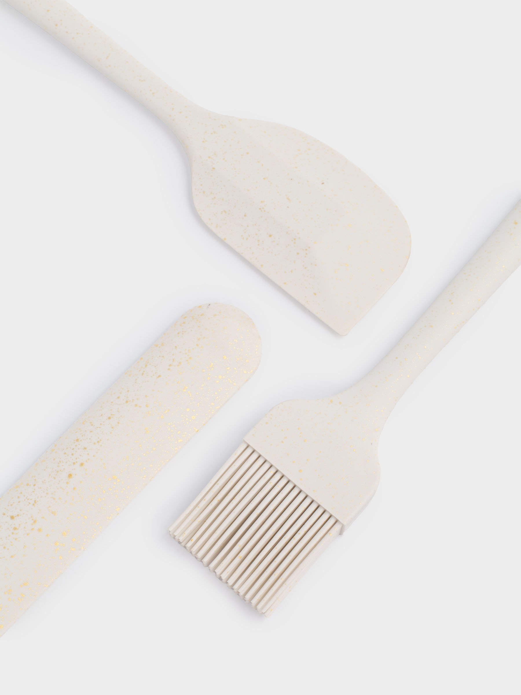 Pancake baking set, 3 items, spatulas/brush, silicone, ecru, speckled bakery speckled, image-3