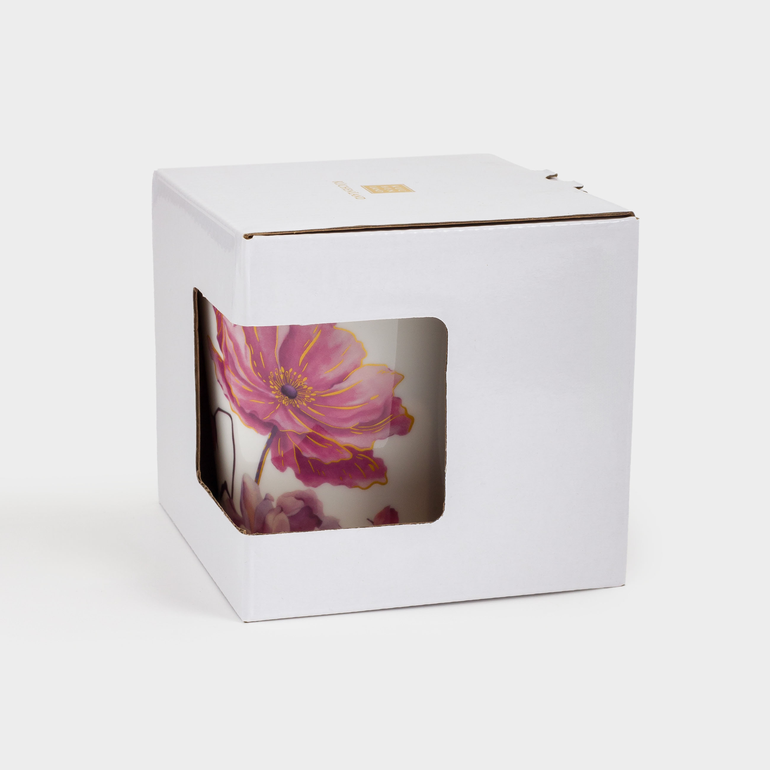 Mug, 450 ml, porcelain F, with golden edging, white, Large flower, Bloome, image-4