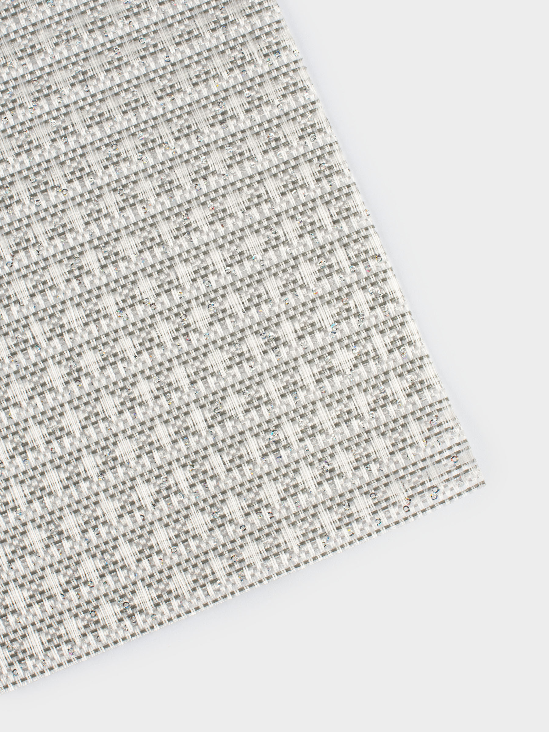 Placemat, 30x45 cm, with sequins, PVC, rectangular, silver, Solid, image-2