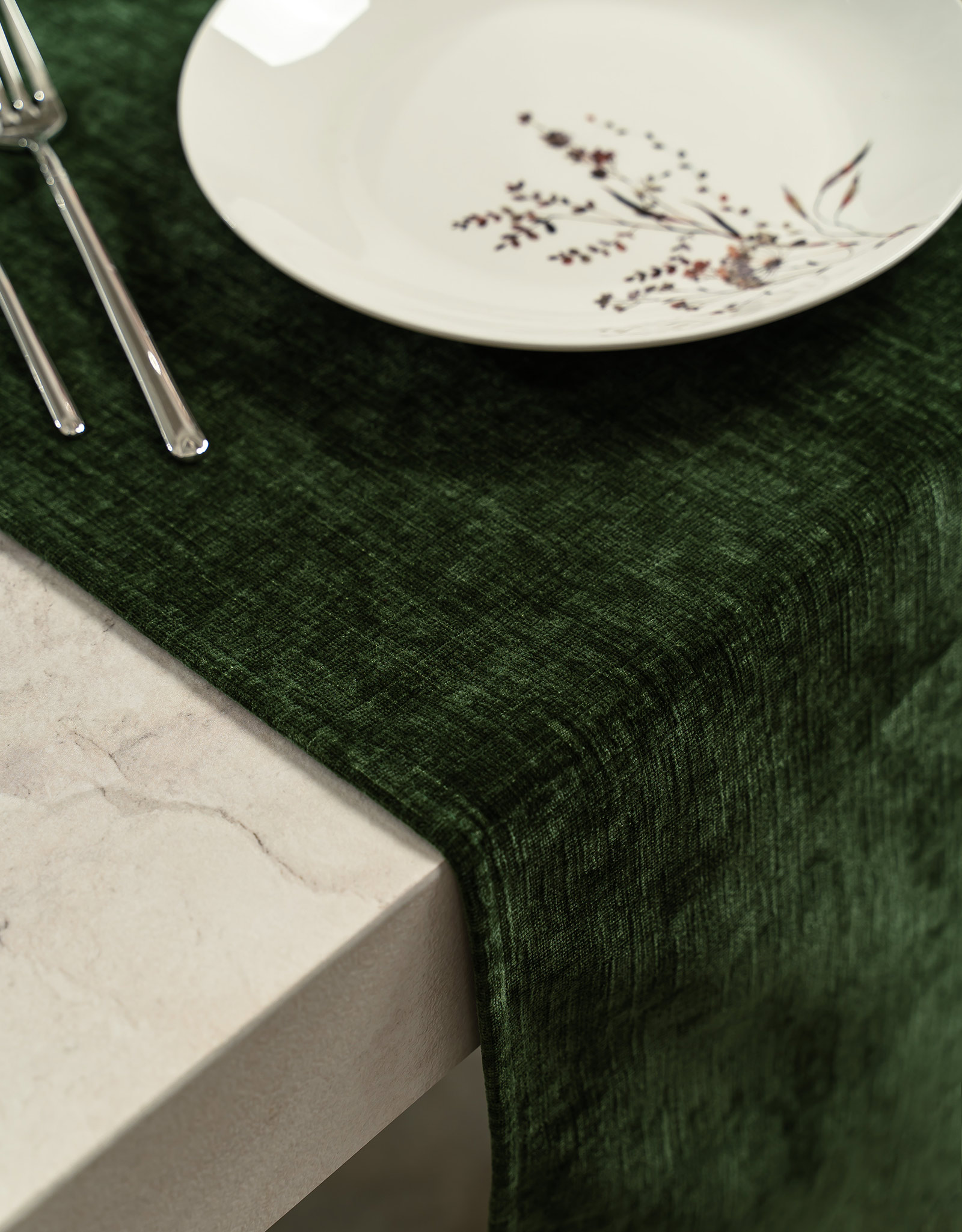 Table runner, 40x160 cm, velvet, green, Grand garden, image-4