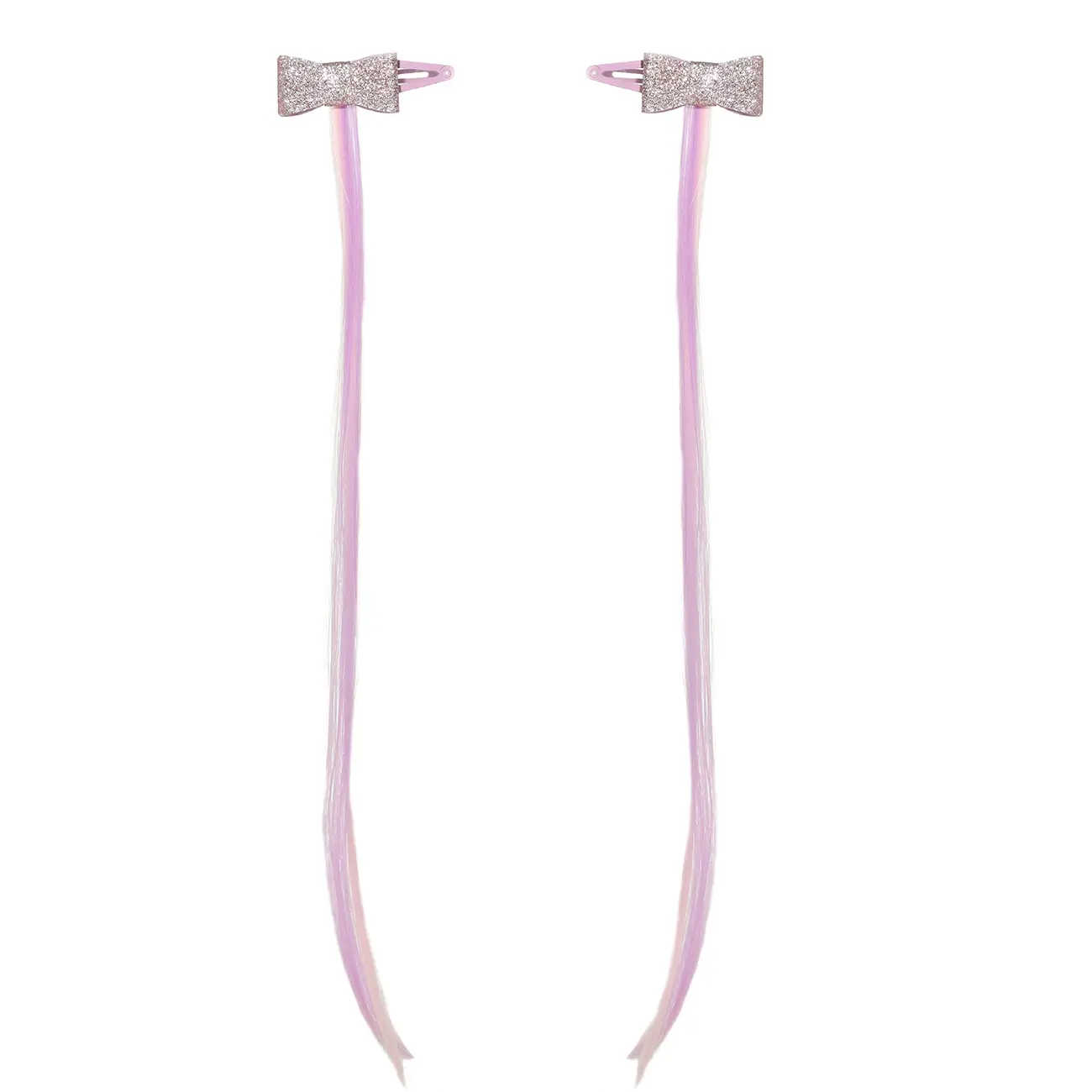 Hair clip, 37 cm, 2 pcs, children's, with strands, polyurethane / metal, Bows, Hairstyle