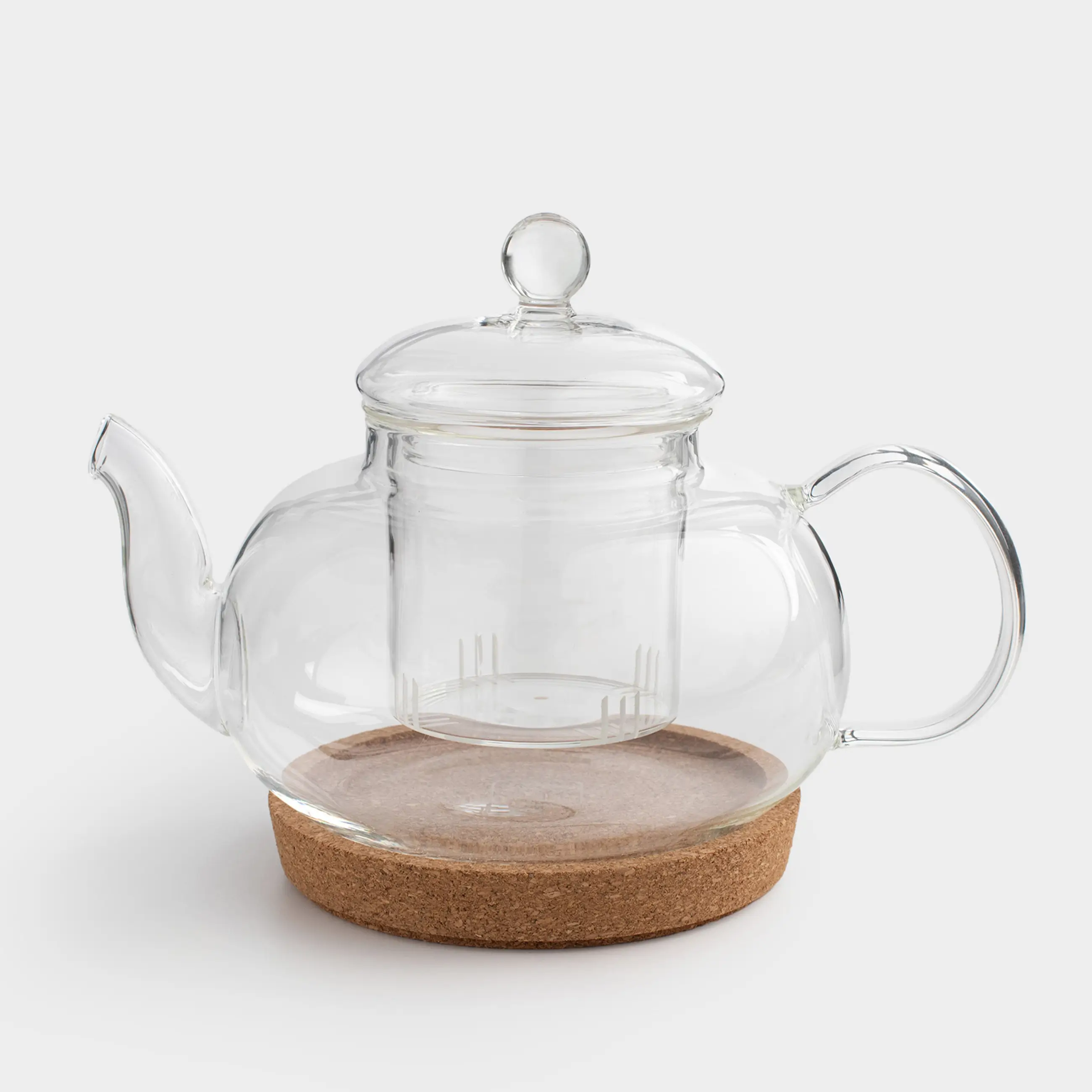 Teapot, 800 ml, on a stand, glass B / cork, Clear cork