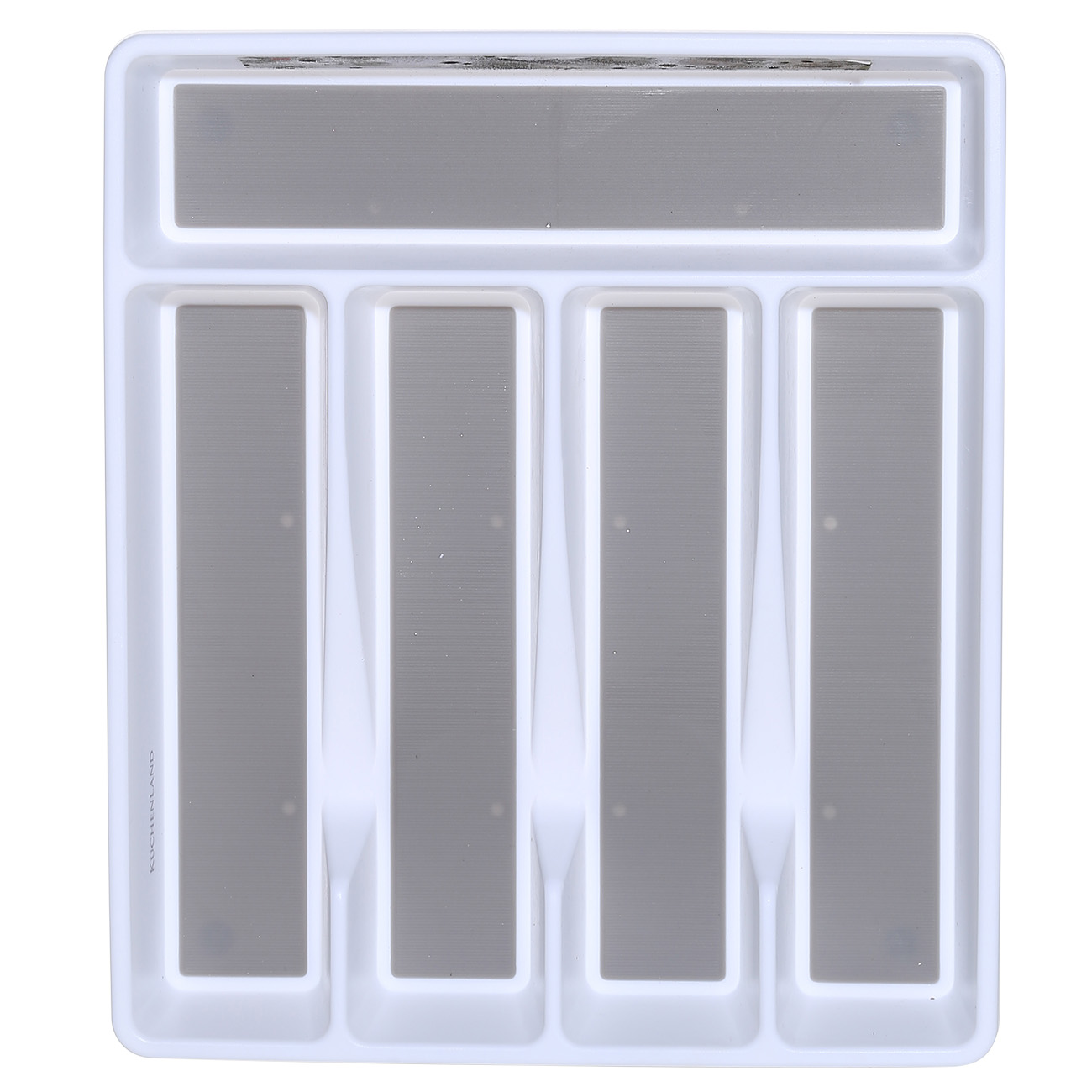 Cutlery tray, 33x29 cm, 5 otd, plastic / rubber, white-grey, Non-slip, image-0
