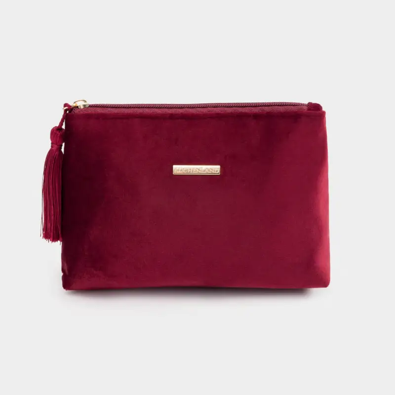 Cosmetic bag, 22x14 cm, with brush, velvet, color, Velvety
