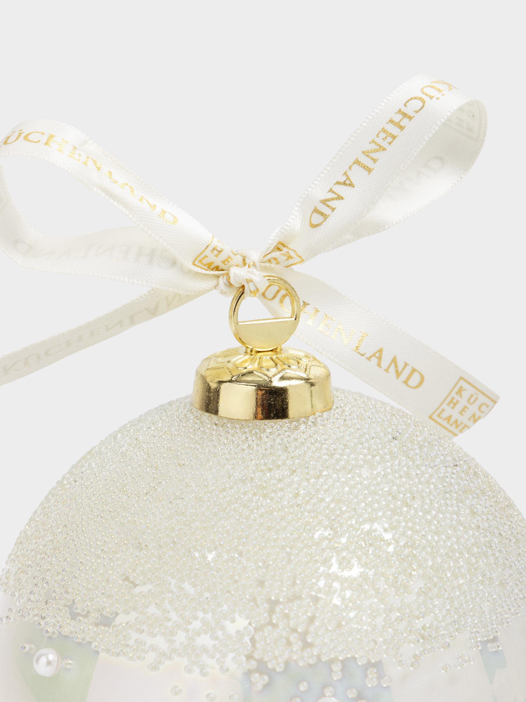 Storage container, 14x10 cm, 230 ml, glass / metal, pearl, Ball, Christmas storage, image-1