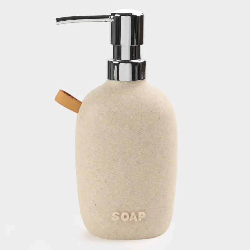 Liquid soap dispenser, 280 ml, polyresin / plastic, beige, speckled, Dune ,image-0