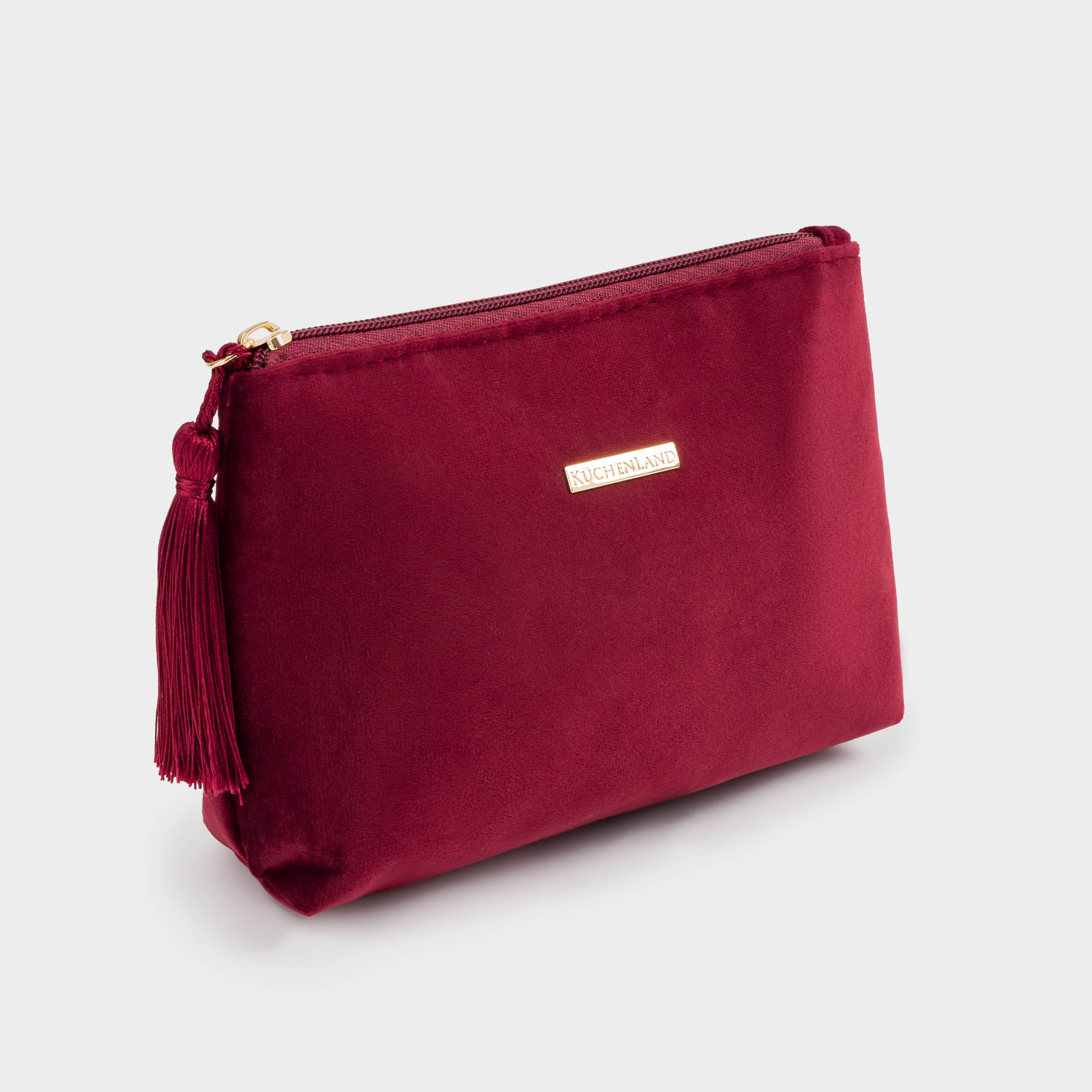 Cosmetic bag, 22x14 cm, with brush, velvet, color, Velvety, image-1