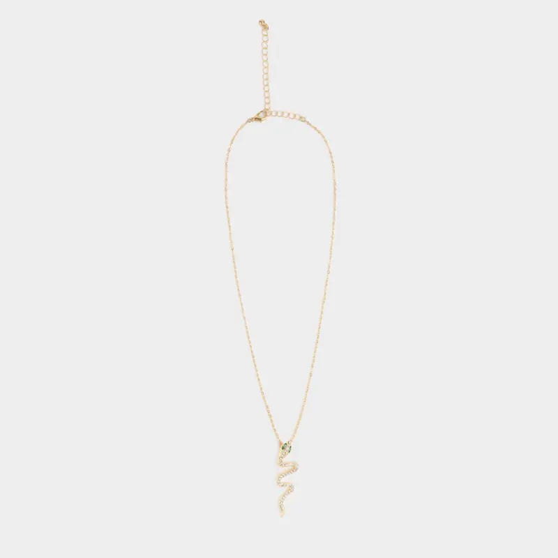 Chain, 45 cm, with pendant, metal, gold, Snake, Jewelry snake ,image-0