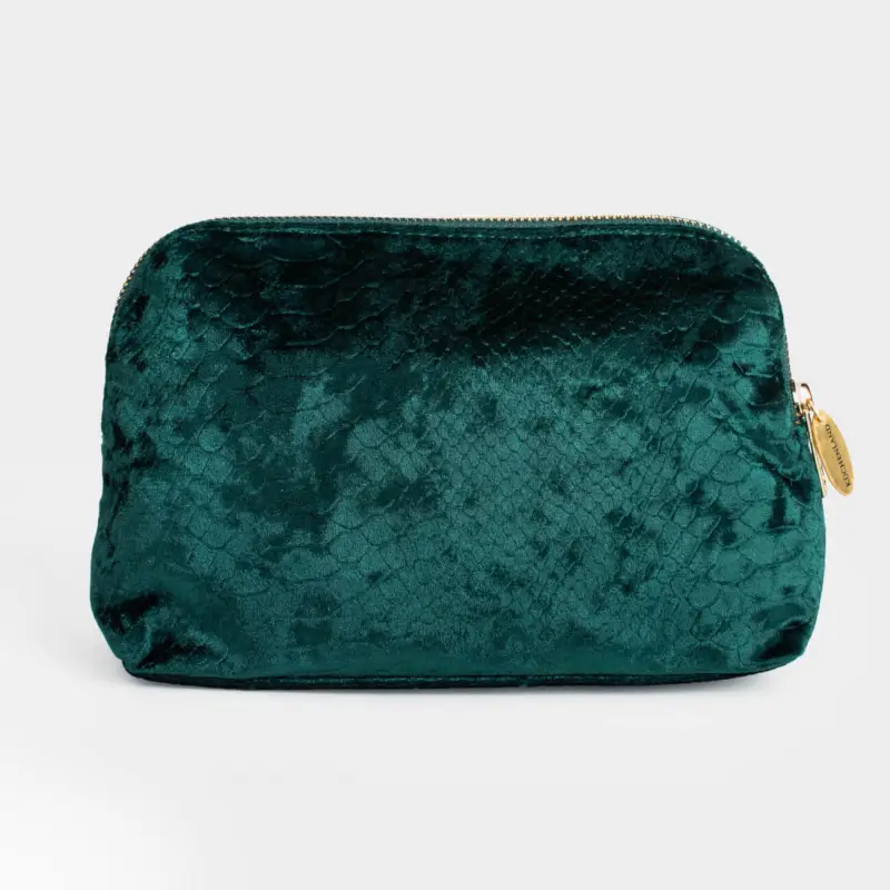 Cosmetic bag, 22x16 cm, polyester, green, Snake skin