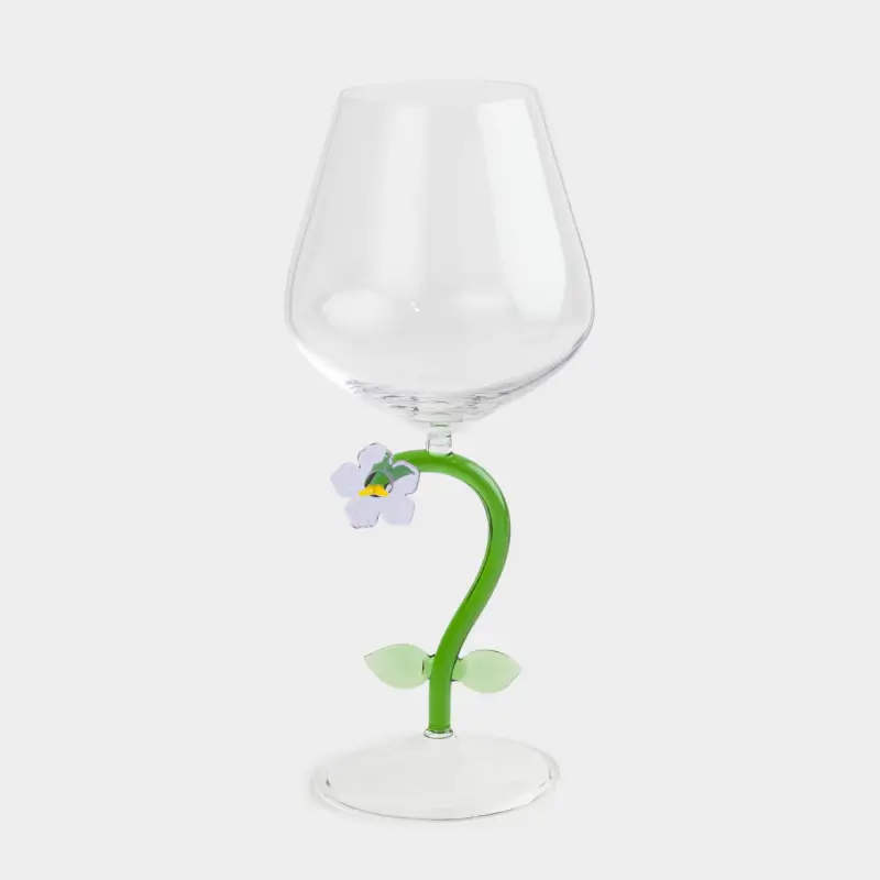 Wine glass, 500 ml, glass B, Green leg, Flower, Shape