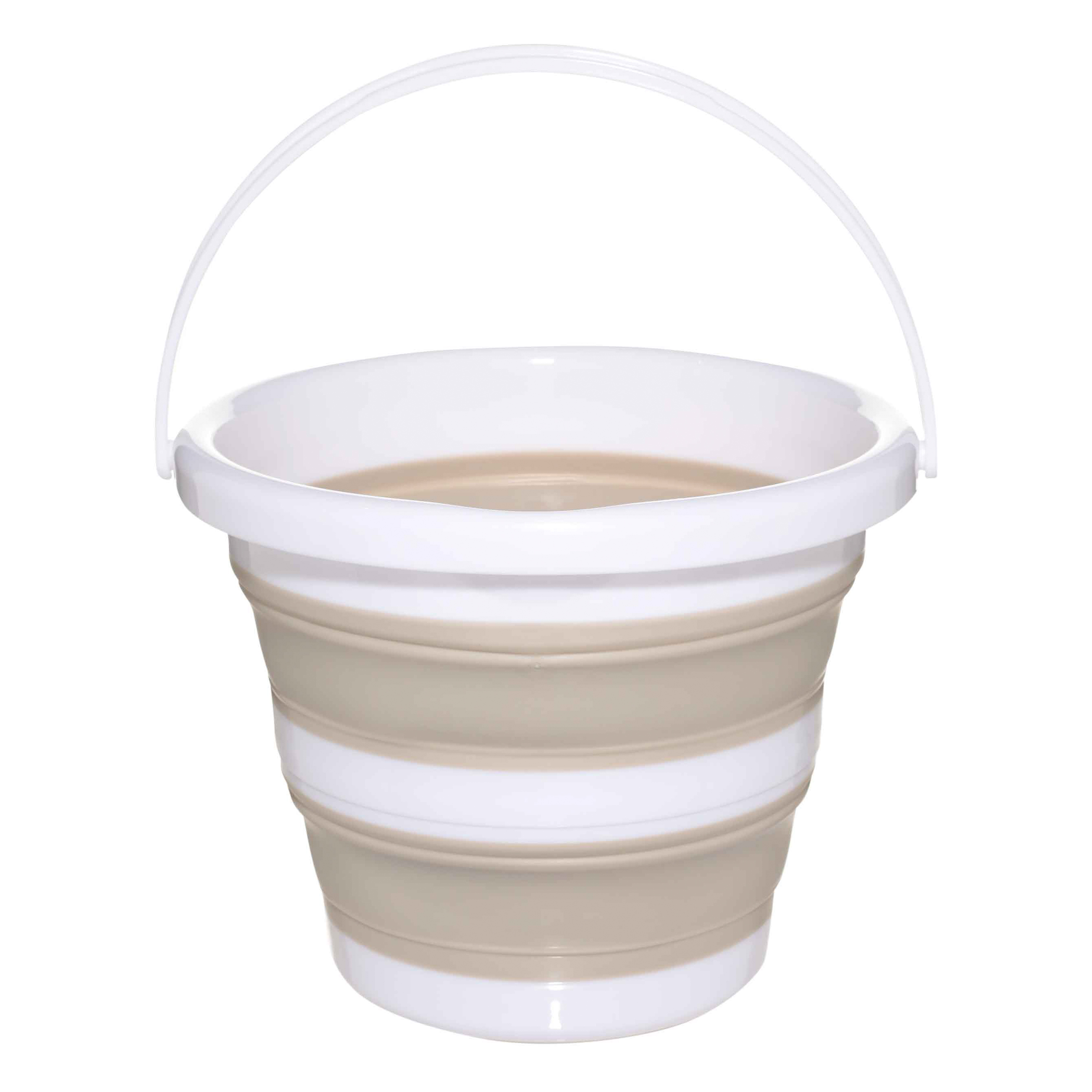 Foldable bucket, 5 l, plastic / rubber, grey-beige, Foldaway, image-0