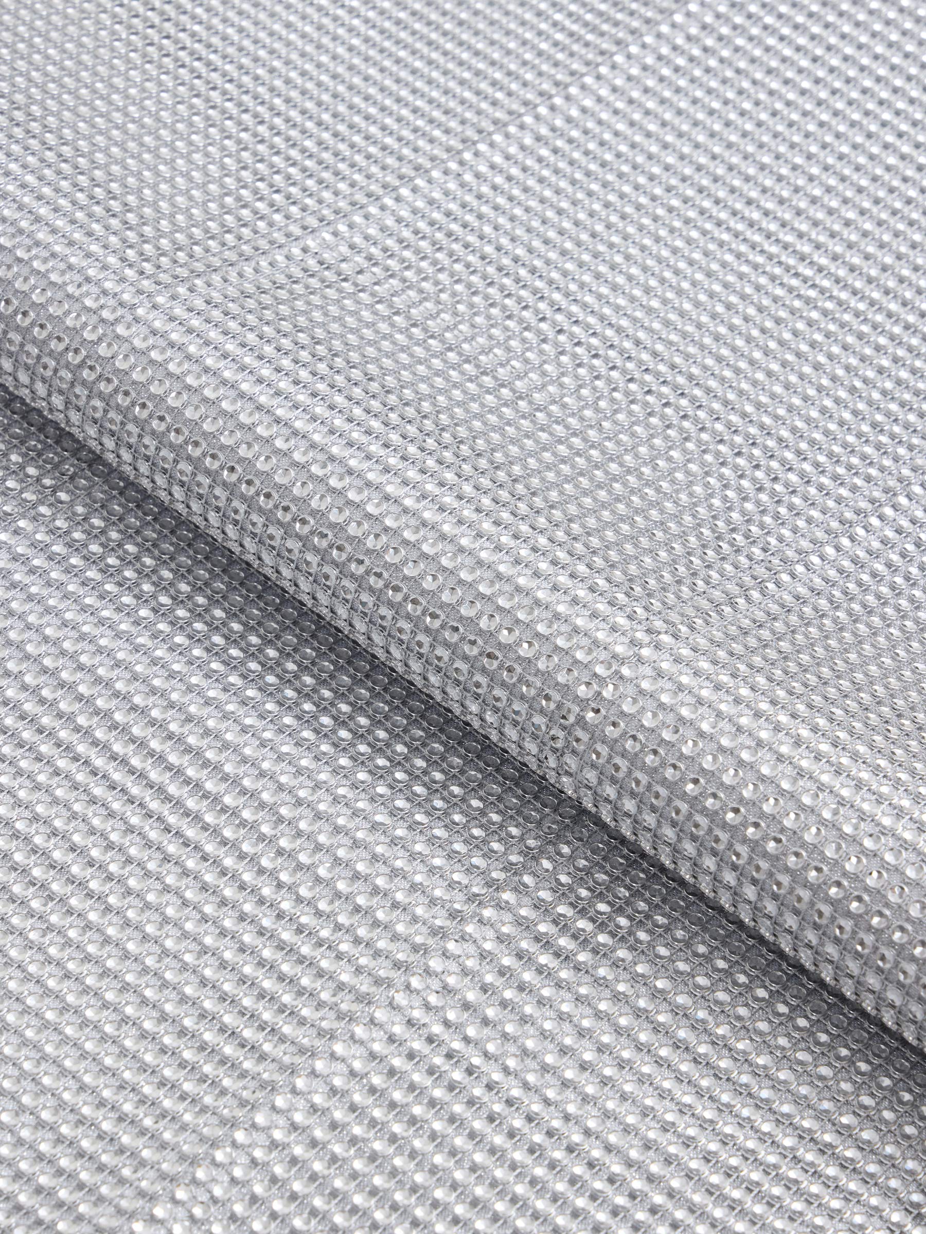 Table runner, 40x160 cm, with rhinestones, polyester / plastic, Silver, Rhinestones, image-1