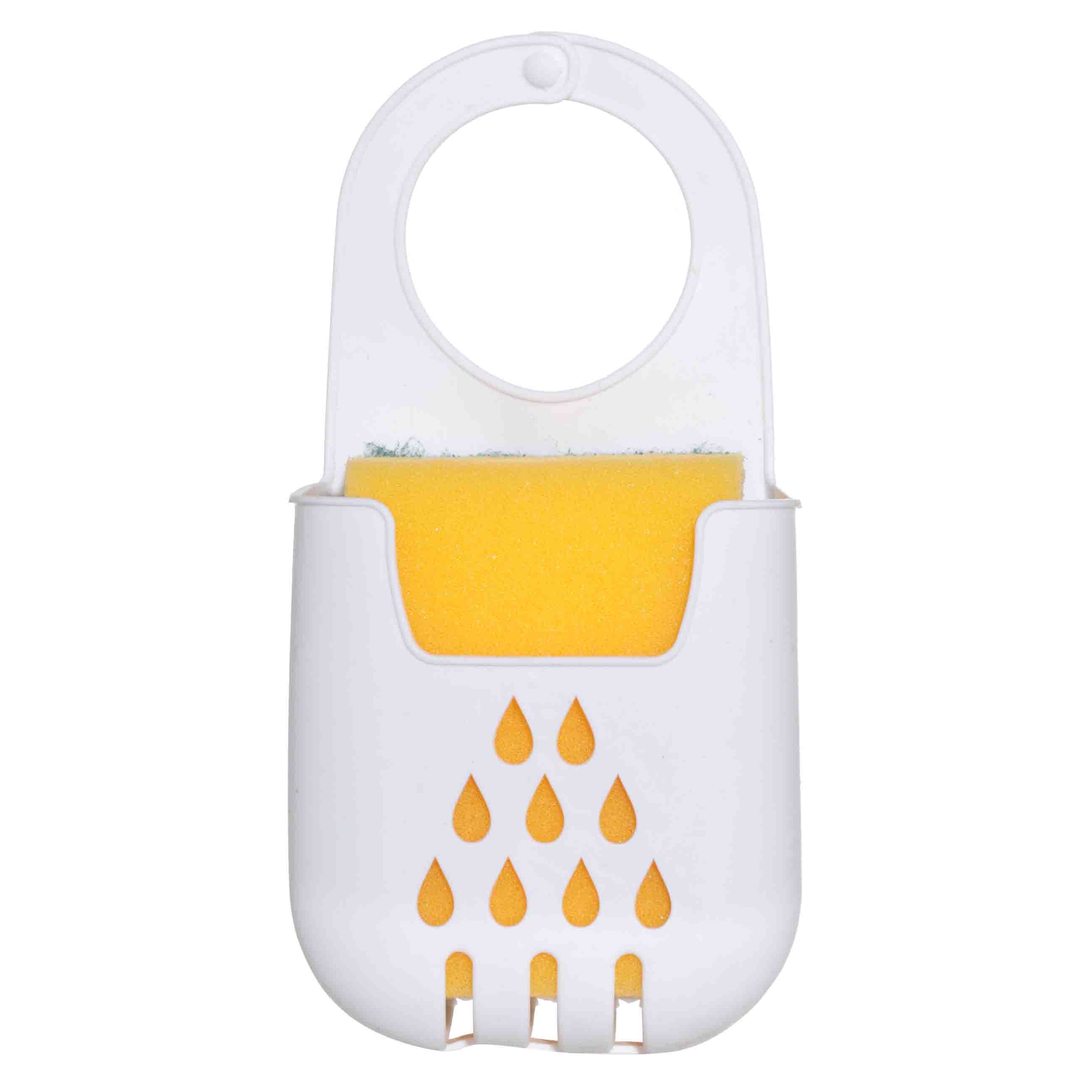 Kitchen sponge holder, 18x9 cm, Hanging, Rubber, White, Drops, Keeping, image-0