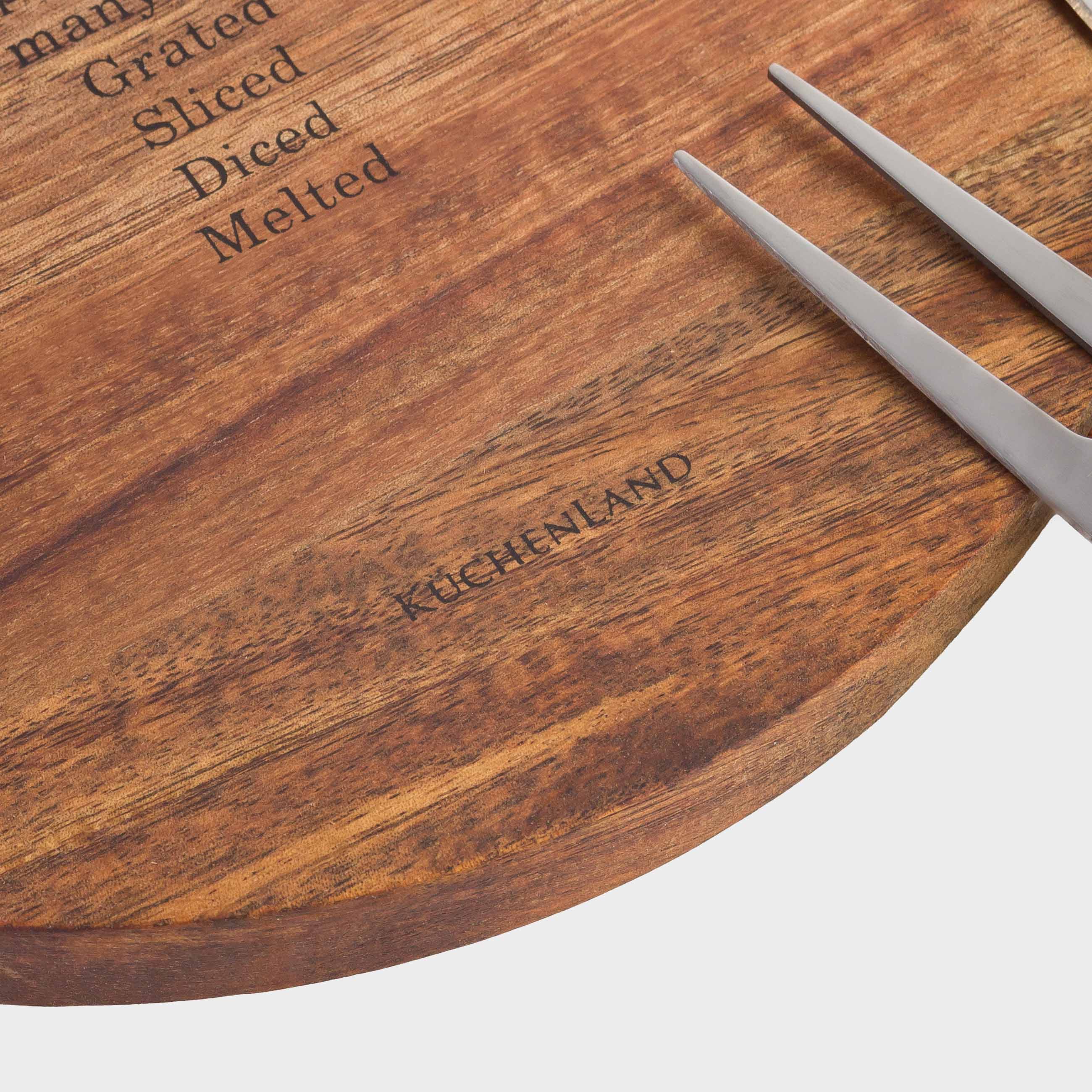 Cheese set, 3 items, platter board, wood / steel, Noble tree