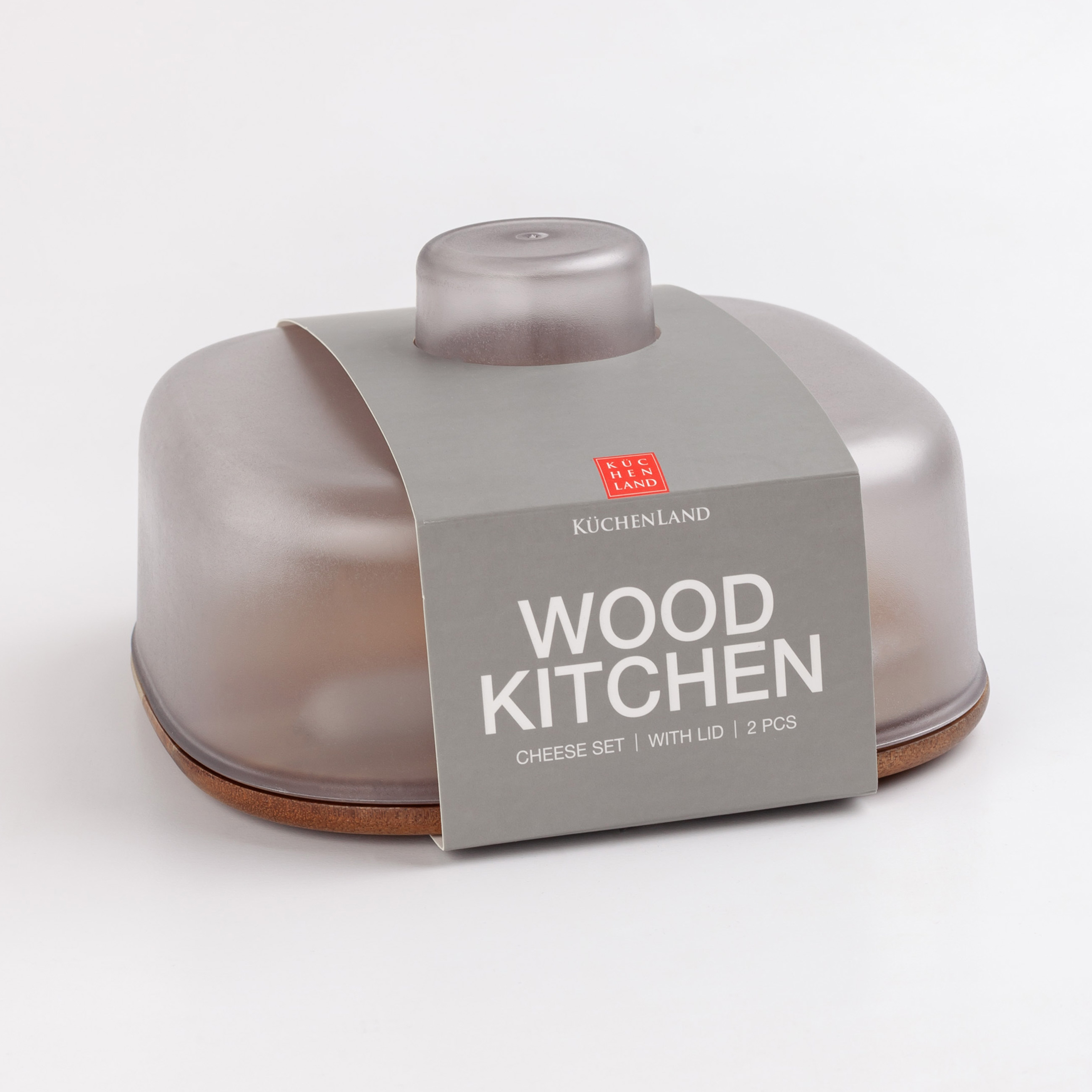 Cheese set, 2 pcs, dish board / dome, steel / wood / plastic, Noble tree, image-7