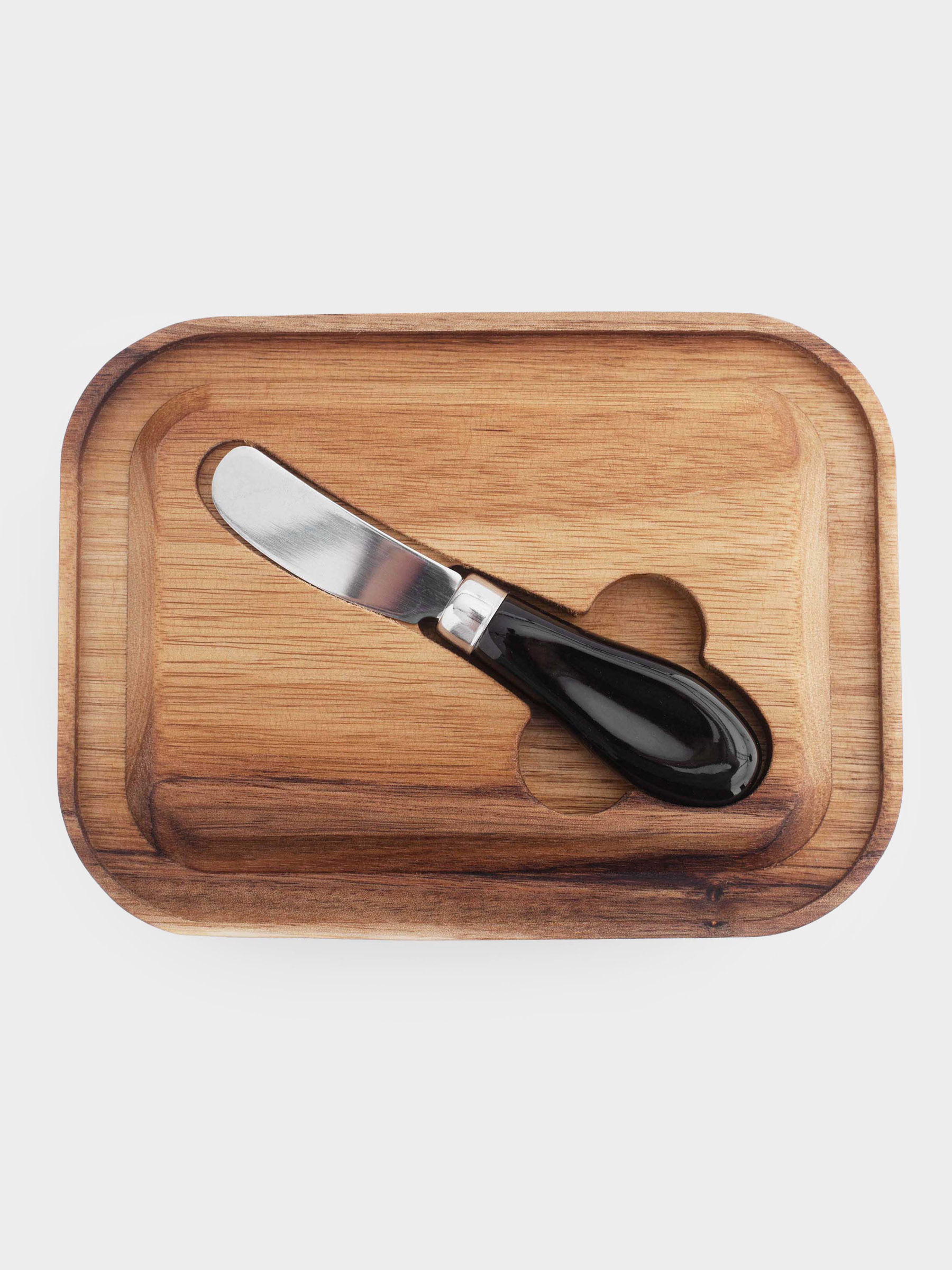 Butter dish, 18 cm, with knife, wood/glass / steel, rectangular, Noble tree, image-4