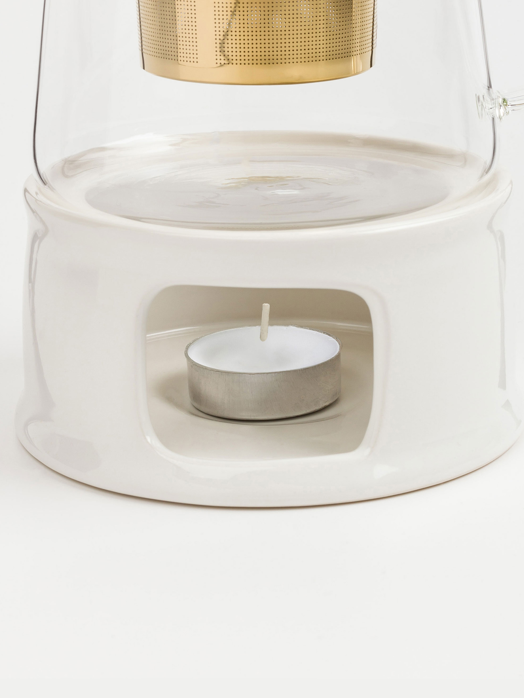 Teapot, 600 ml, heated, glass B / porcelain P, milk-golden, Ellan, image-5