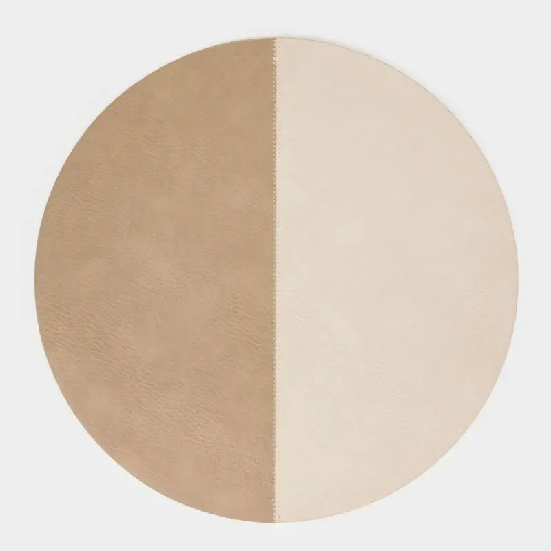 Placemats, 38 cm, PVC, round, white-brown, Rock