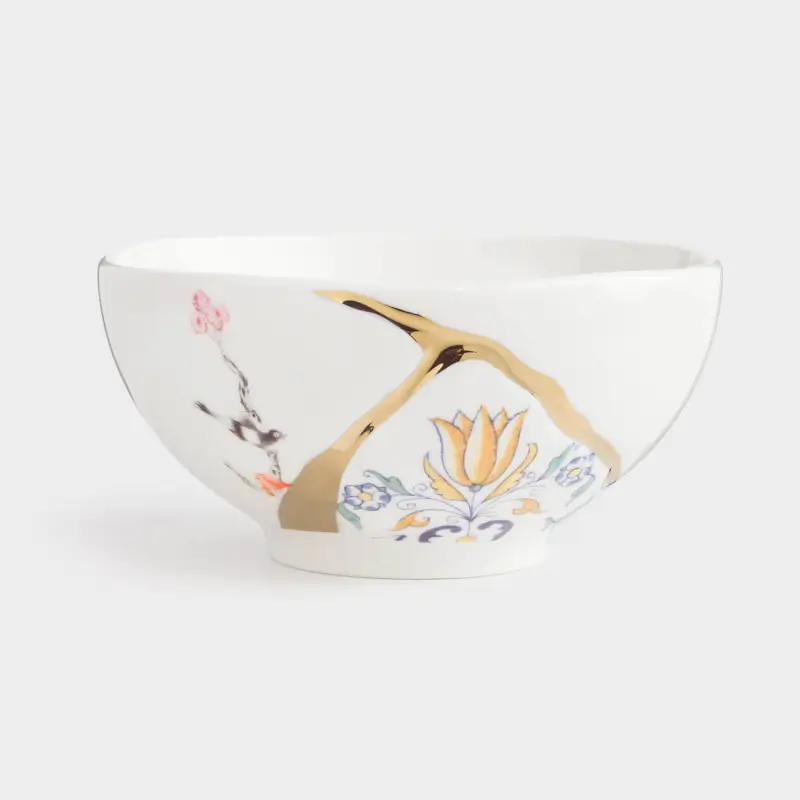 Bowl, 13x6 cm, porcelain N, white and gold, Kintsugi, Kintsugi
