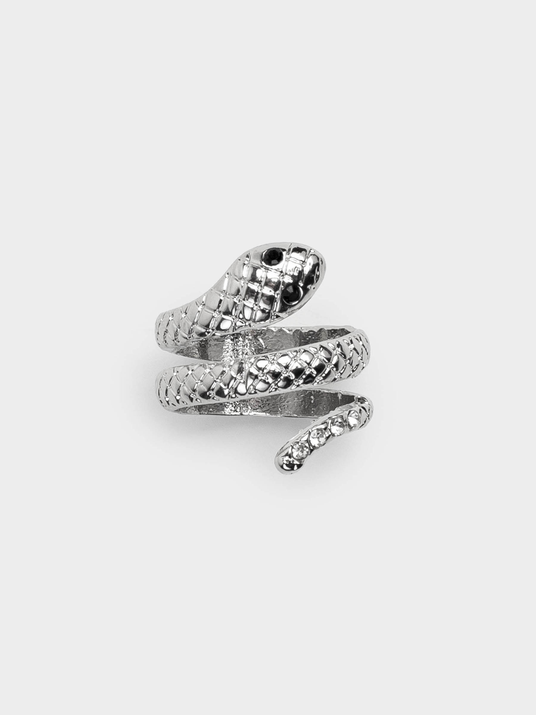 Ring, size S-M, single size, metal, Silver, Snake, Jewelry snake