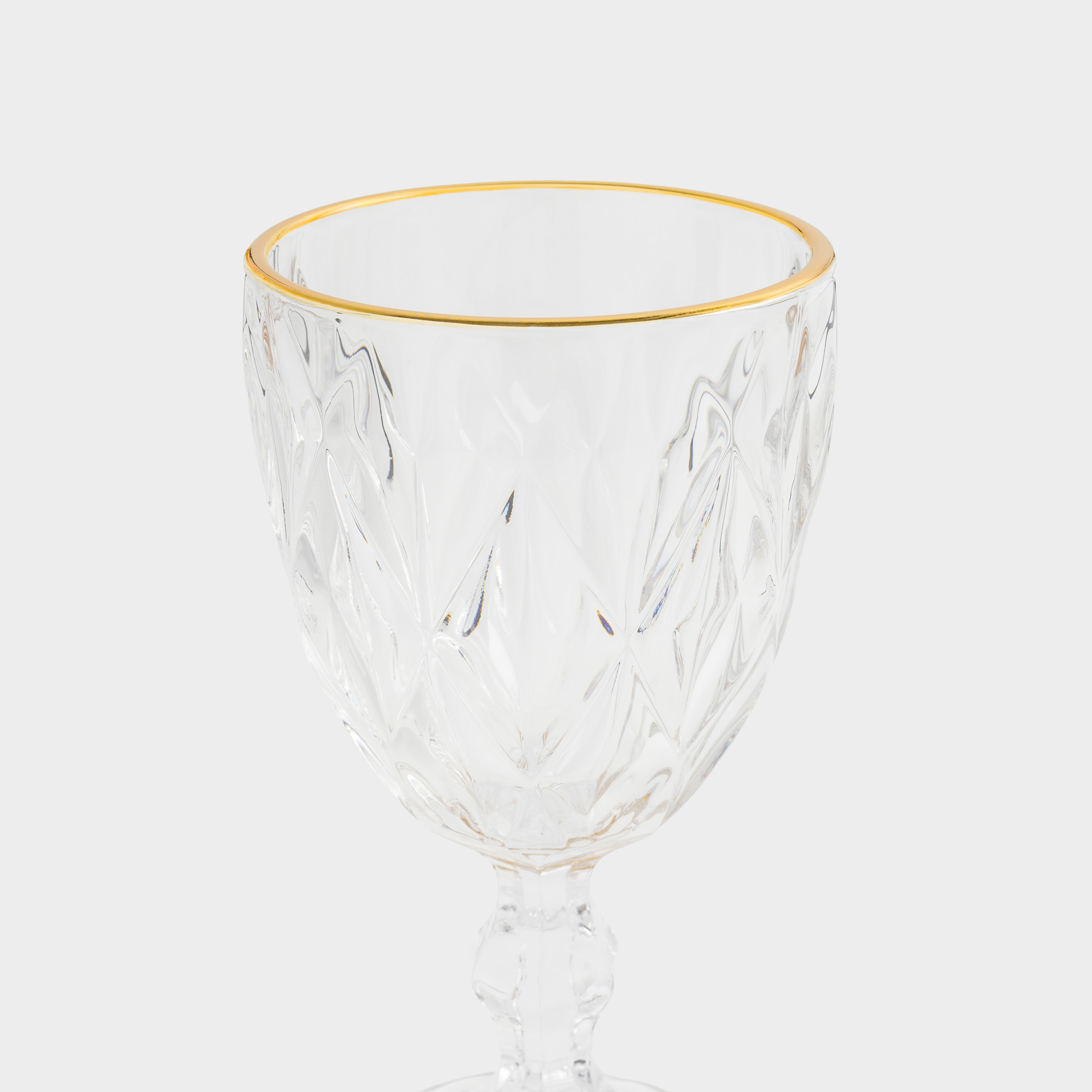 Wine glass, 300 ml, glass R, with golden edging, Rhomb gold