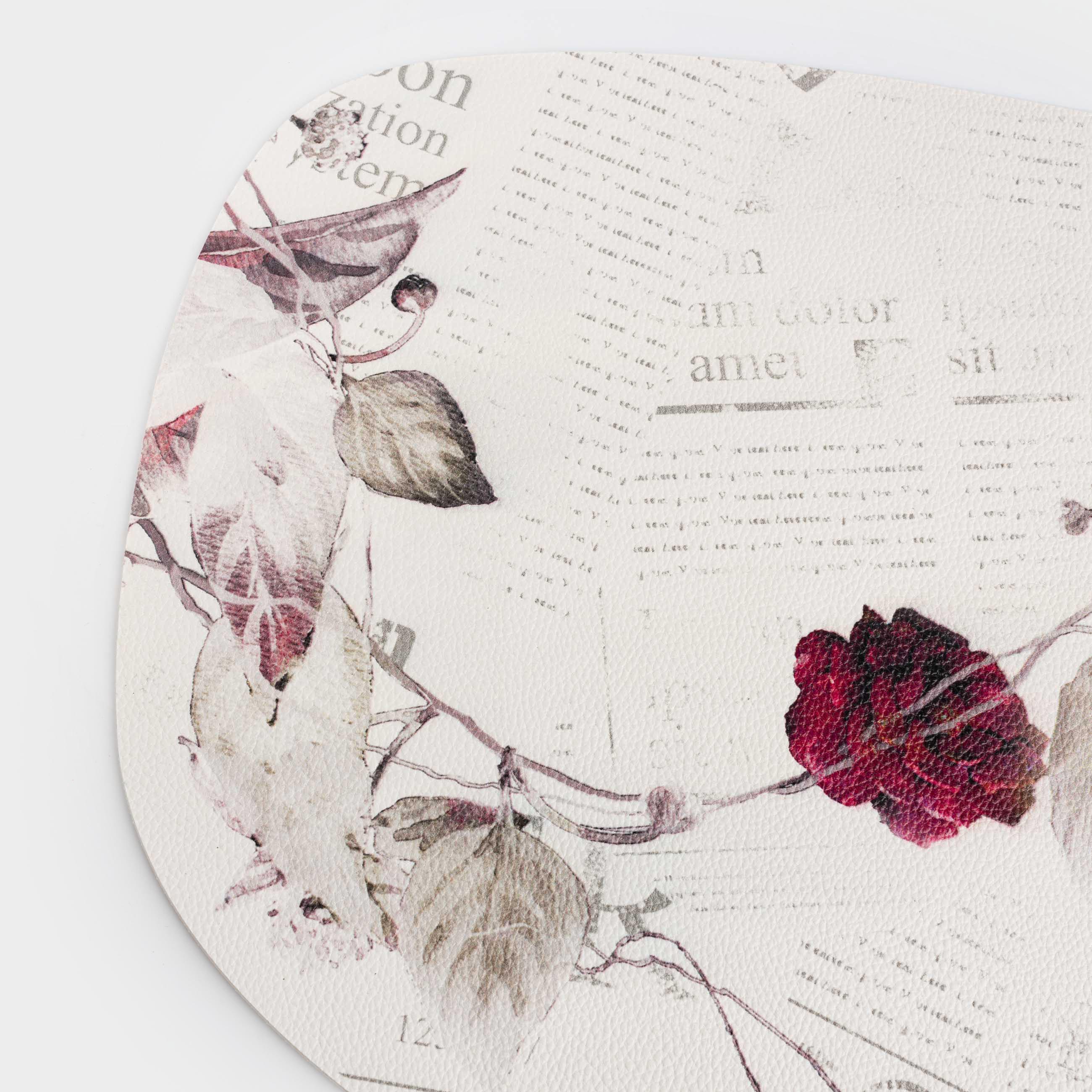Placemat, 33x45 cm, PVC, shaped, milky, Rose branch, Rock print, image-2