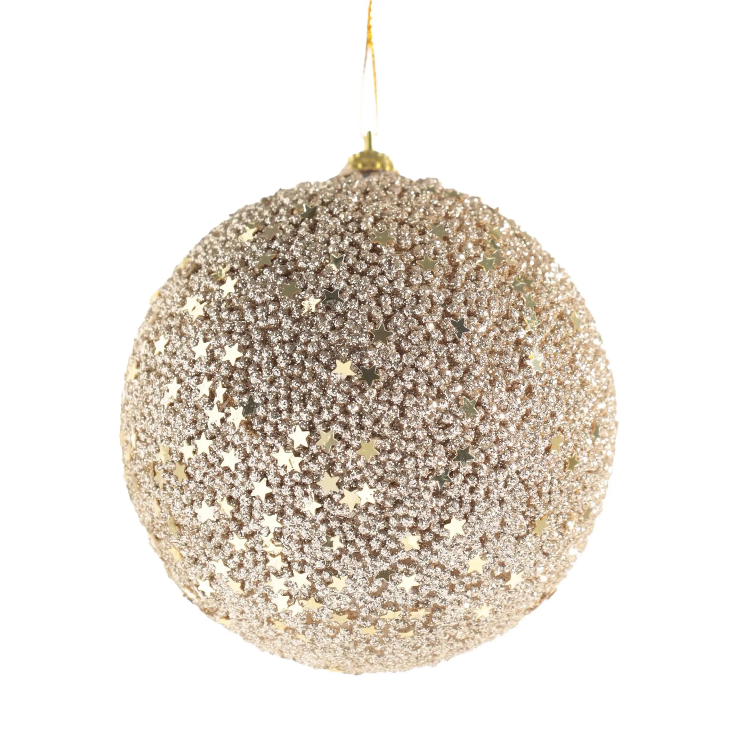  Christmas tree toy, 8 cm, foam, gold, Ball with stars, Ball sparkle