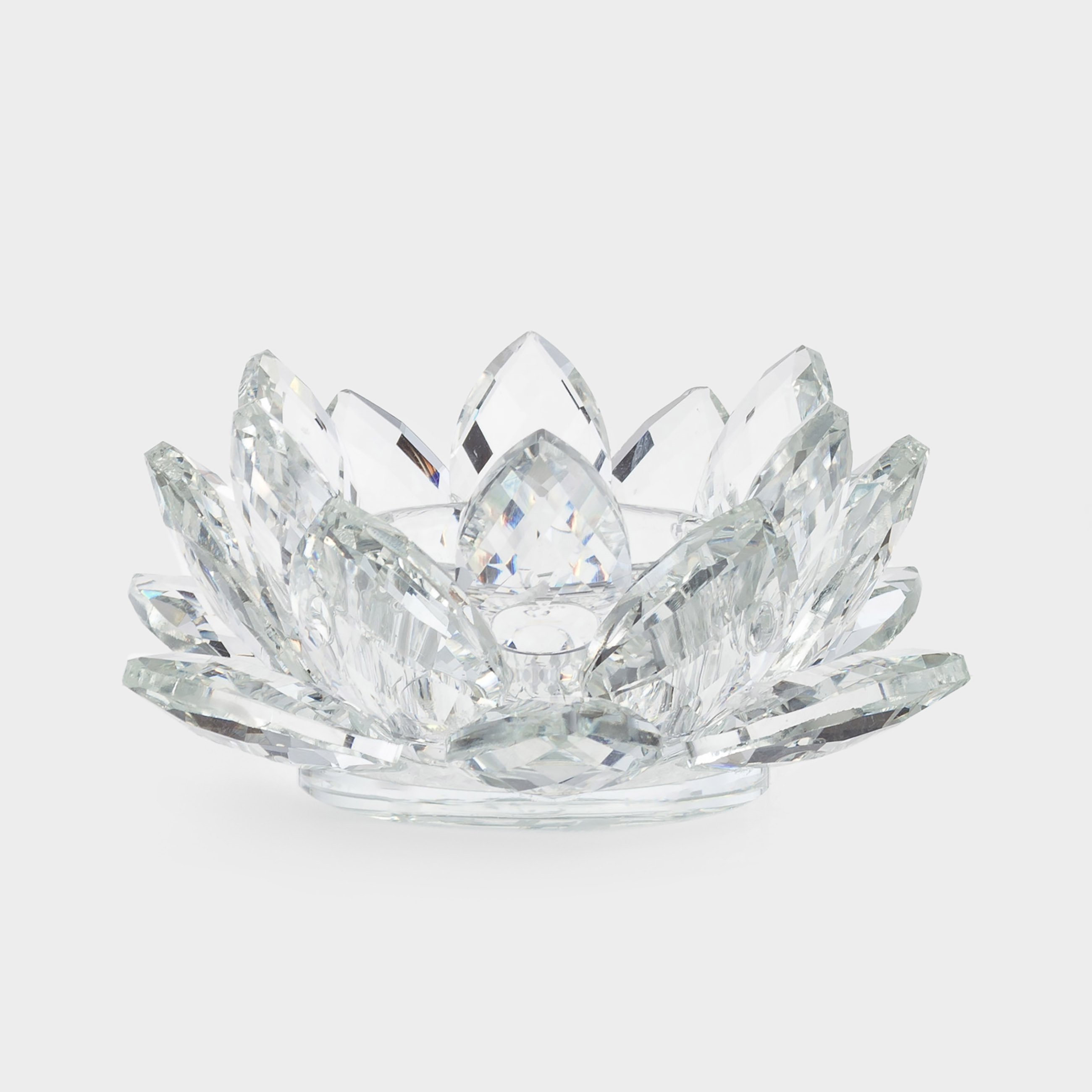 Candlestick, 11 cm, for a tea candle, glass, Flower, Crystal flower, image-0