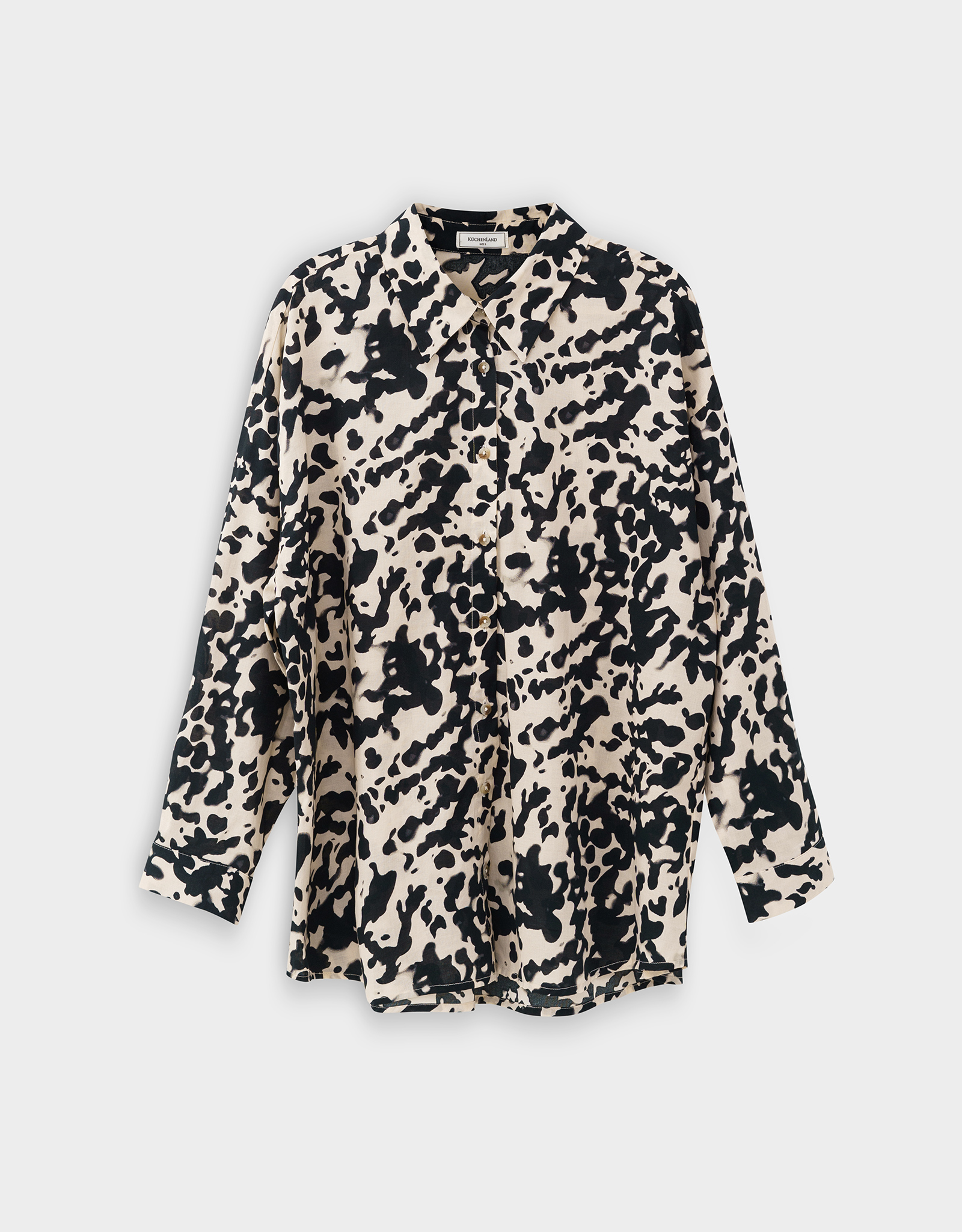 Women's shirt, size S, with long sleeves, cotton, sand, Loredi, image-8